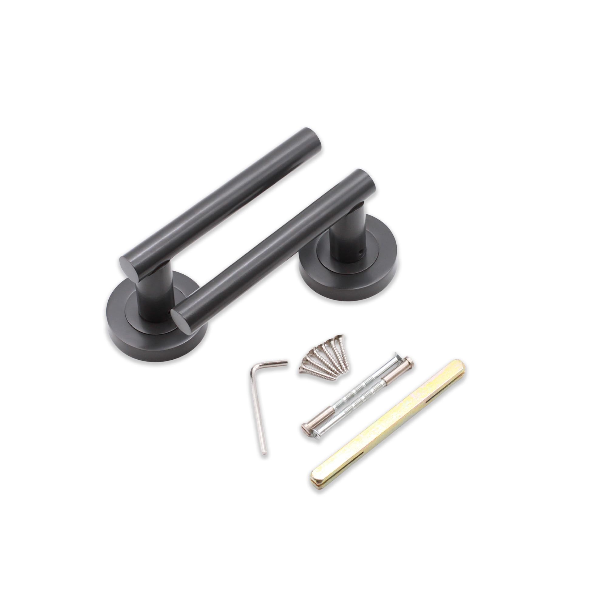 5 Sets of T-Bar Internal Lever Door Handles - Rose Gold & Gun Metal Grey Finish - Infinity Decor - Perfect for Bedroom, Bathroom & Closet Doors