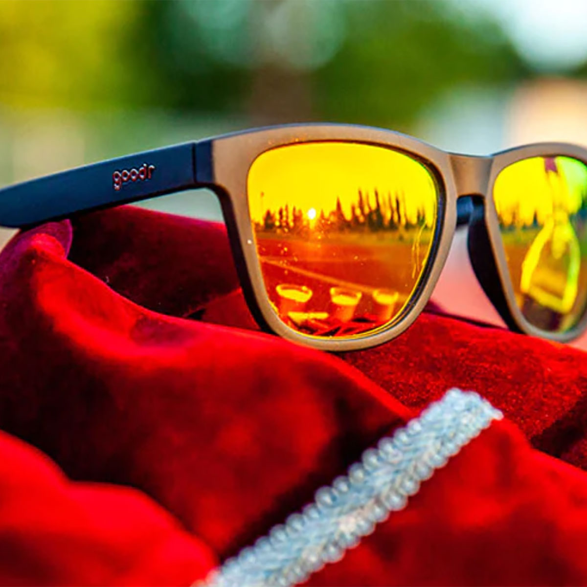 Goodr Whiskey Shots with Satan Sunglasses - Polarized UV Protection for Running, Cycling & Outdoor Activities | Stylish Unisex Shades for Men & Women