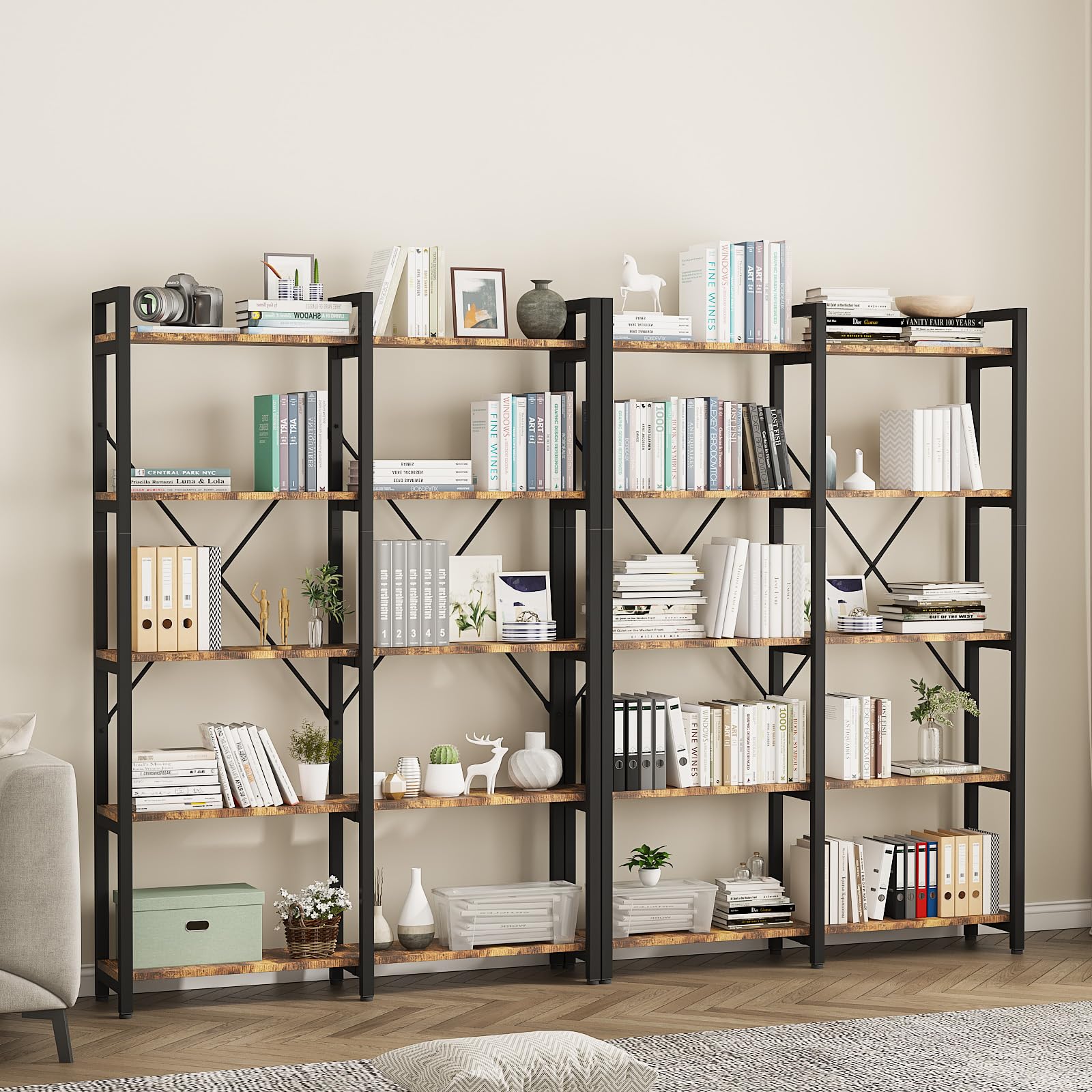 5-Tier Industrial Bookshelf - 58.7