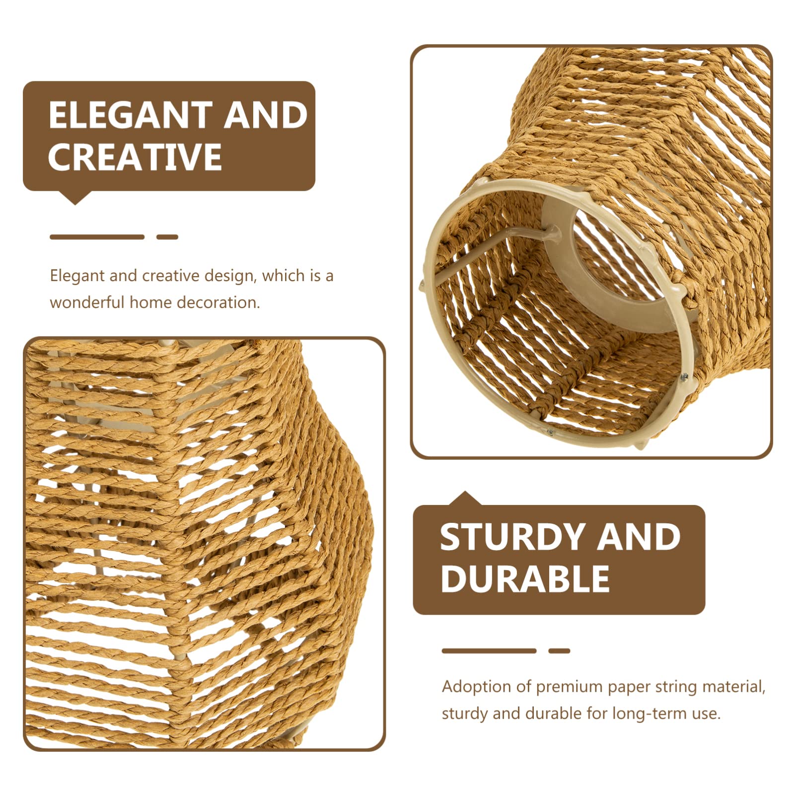 Rattan Pendant Lamp Shade - Natural Wicker Replacement Shade for Hanging Chandeliers - 6.5