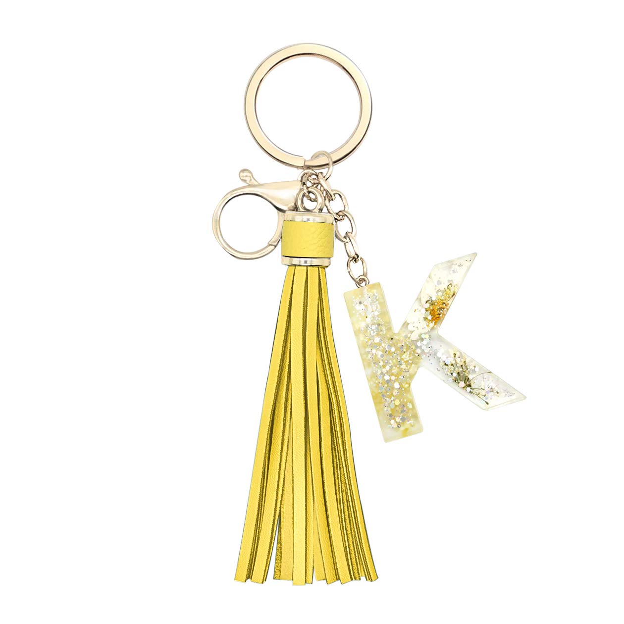 Personalized Daisy Alphabet Initial Letter Keychain - Custom Tassel Pendant Key Ring for Women's Purses & Handbags - Perfect Gift for Girls, Friends & Loved Ones - Great for Everyday Use, Gifting & Accessorizing Bags