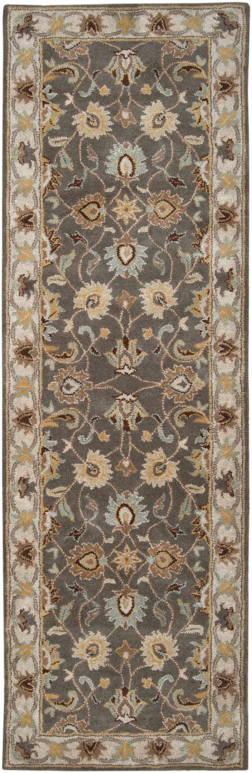 Hauteloom Tranquillity Wool Area Rug for Living Room and Bedroom - Traditional Gray, Brown, Beige 8' Round - Soft and Durable Handmade Rug for Cozy Home Decor