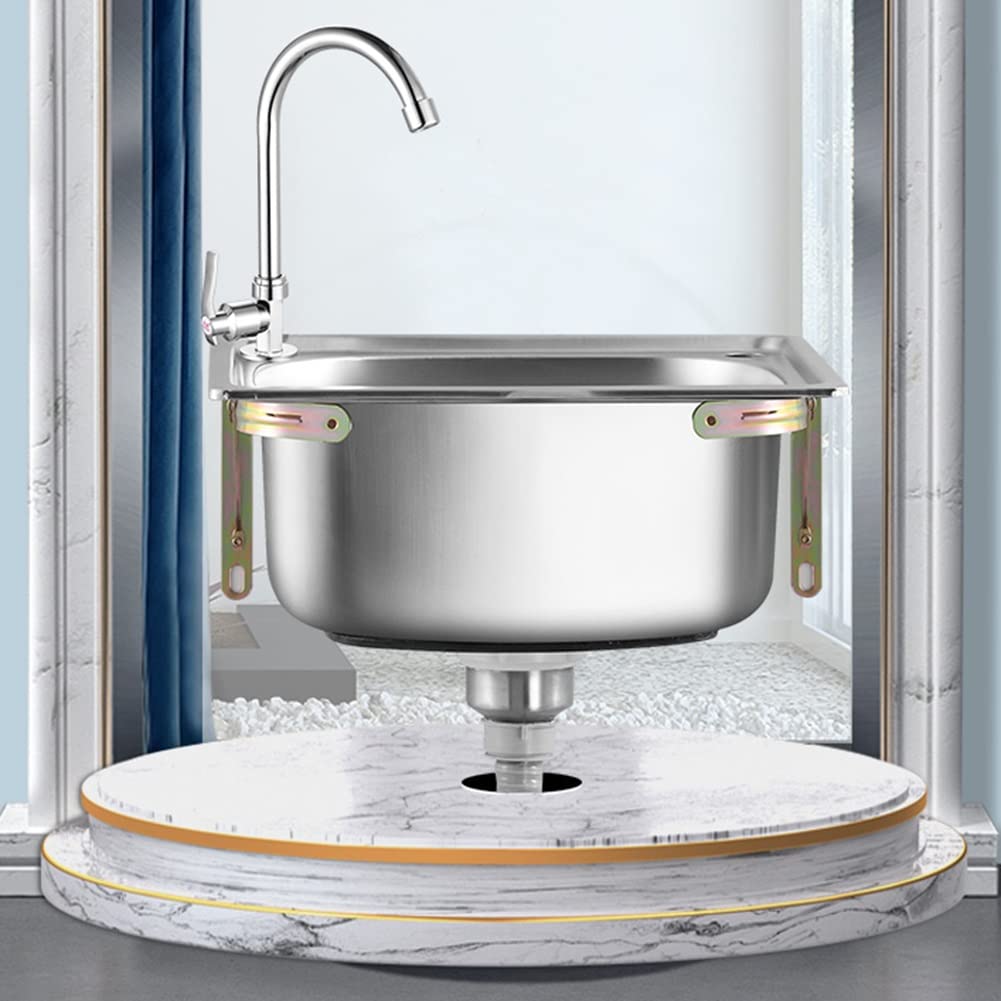 Premium Stainless Steel Undermount/Wall Mount Kitchen Sink Single Bowl with Faucet - 68x45cm Silver for Modern Kitchen, Bar, or Outdoor Use - Durable & Stylish Design for Cooking, Cleaning & Entertaining