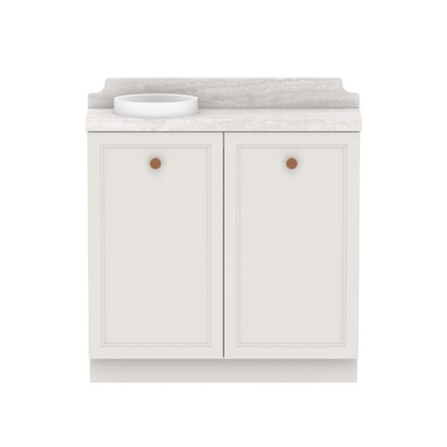 ADP Mabel Mini Freestanding Vanity with Cherry Pie Benchtop - Compact Bathroom Makeup Dressing Table for Small Spaces, Bedroom or Apartment