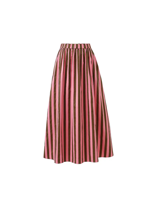 Noalig Maxi Skirt for Women - Flowy Long Skirt with Elastic Waist in Pink & Brown Colors | Perfect for Beach, Vacation, and Summer Outfits