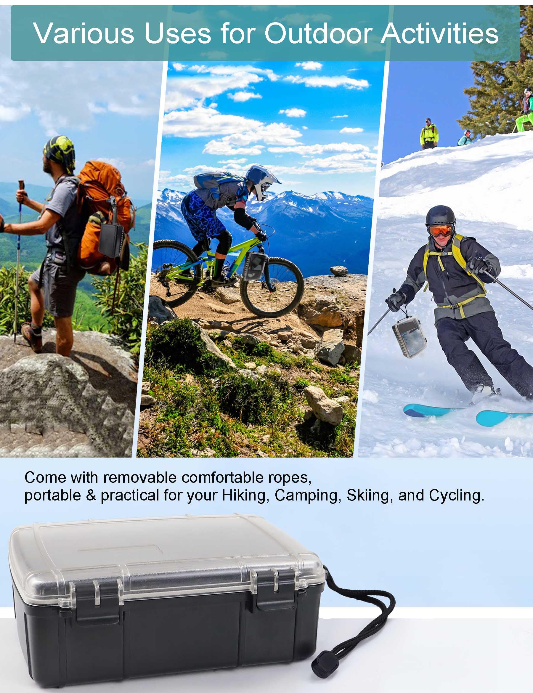 **Avlcoaky Waterproof Storage Box - Airtight Dry Box for Boat, Kayak, Camping & Outdoor Gear - IP67 Waterproof Container for Electronics, Phones & Essentials**    *(Use Cases: Perfect for boating, kayaking, fishing, camping, beach trips, and protecting valuables from water, dust, and impacts.)*
