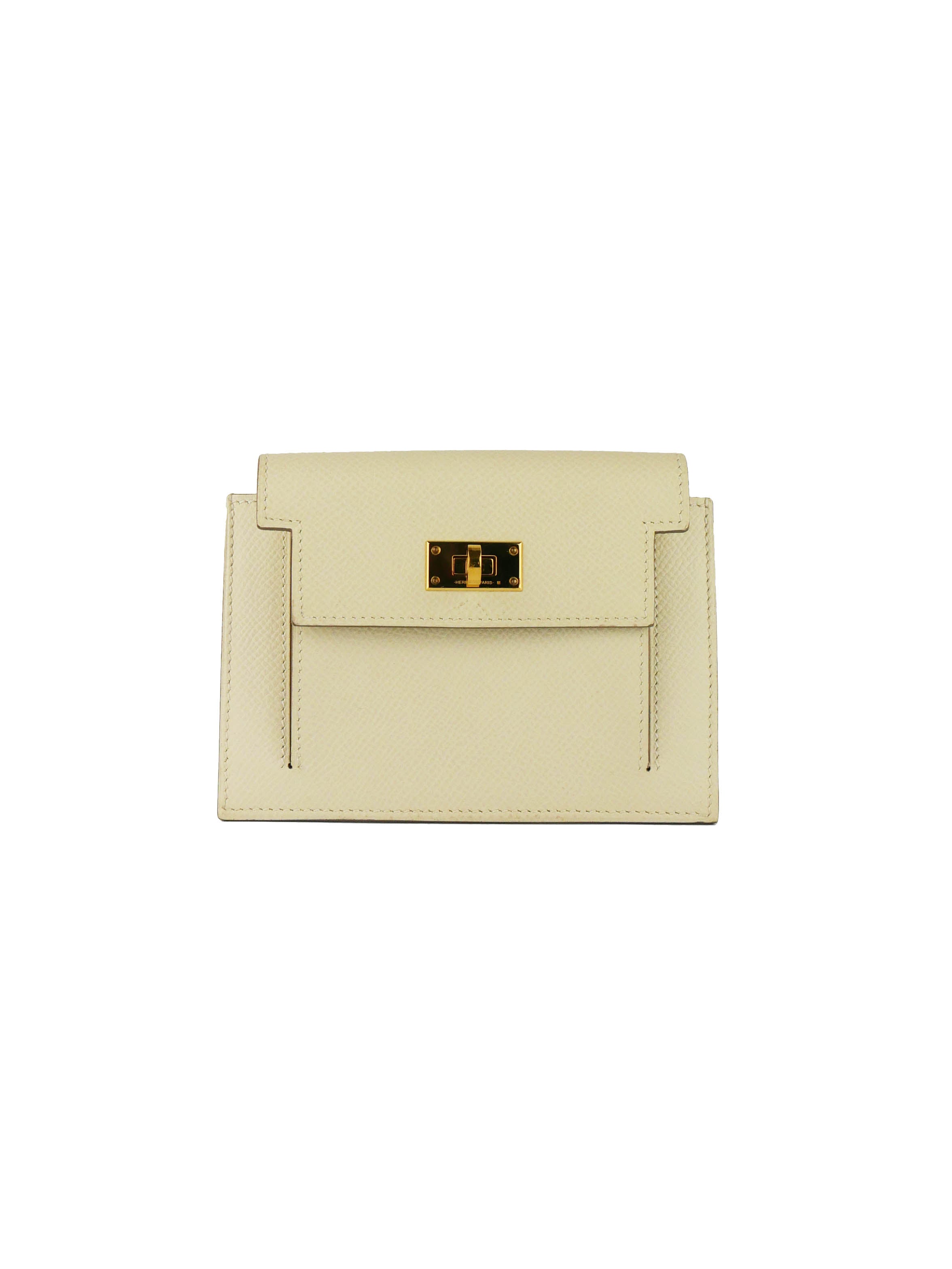 Hermes Kelly Pocket Compact Wallet - Luxury Leather Cream Women's Wallet for Everyday Use, Travel & Special Occasions