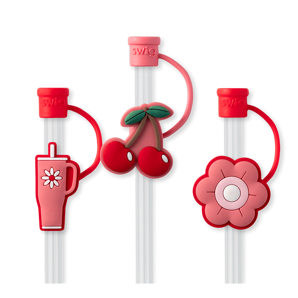 Cherry Pie Straw Topper Set - 12 Pack Decorative Drink Cup Toppers for Parties, Weddings & Baby Showers - Perfect for Summer Drinks, Cocktails & Dessert Decorations