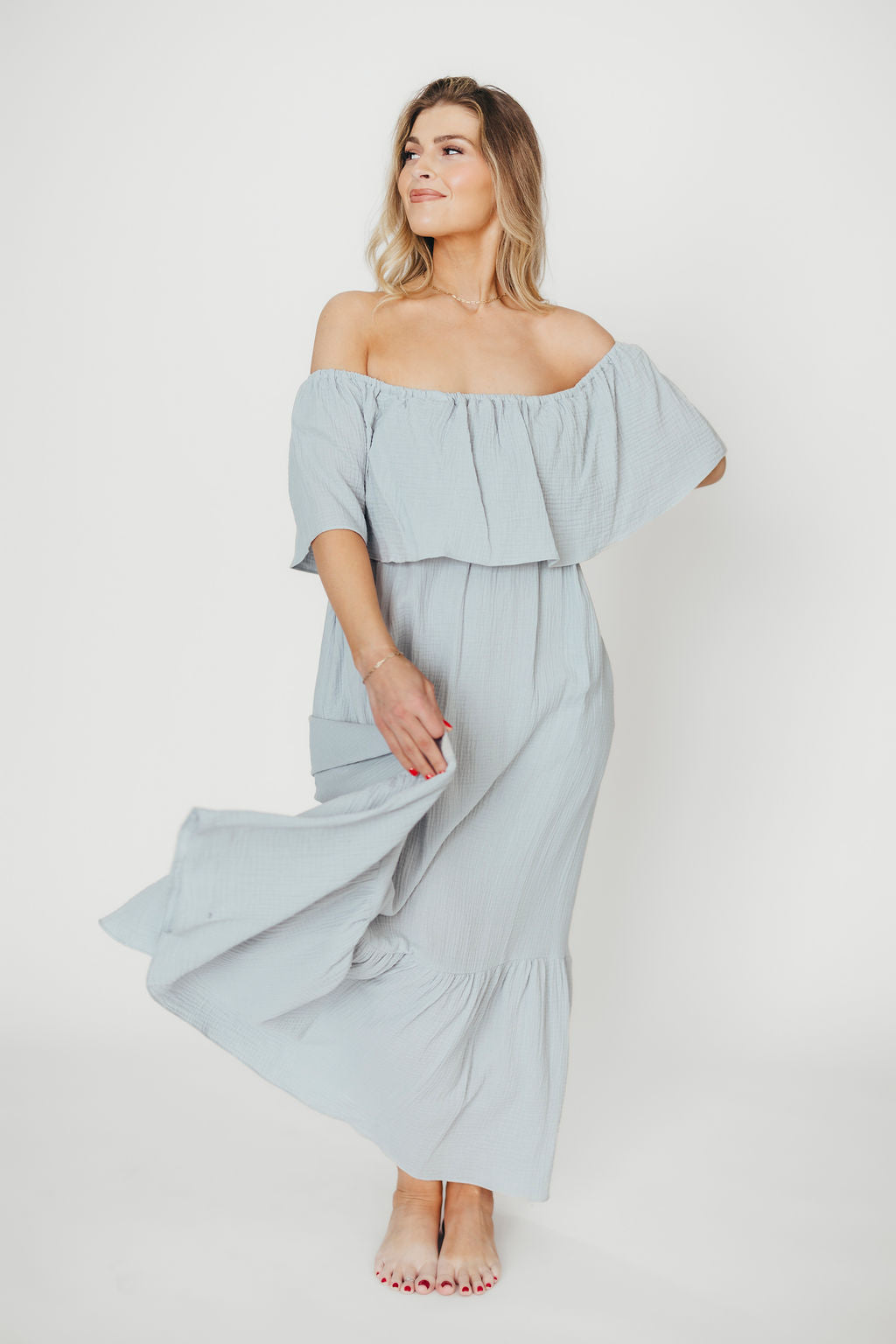 Josie 100% Cotton Maxi Dress - Bump & Nursing Friendly Maternity Dress for Pregnancy & Breastfeeding | Comfortable Summer Dress for Casual Outings, Beach Vacations & Maternity Photoshoots