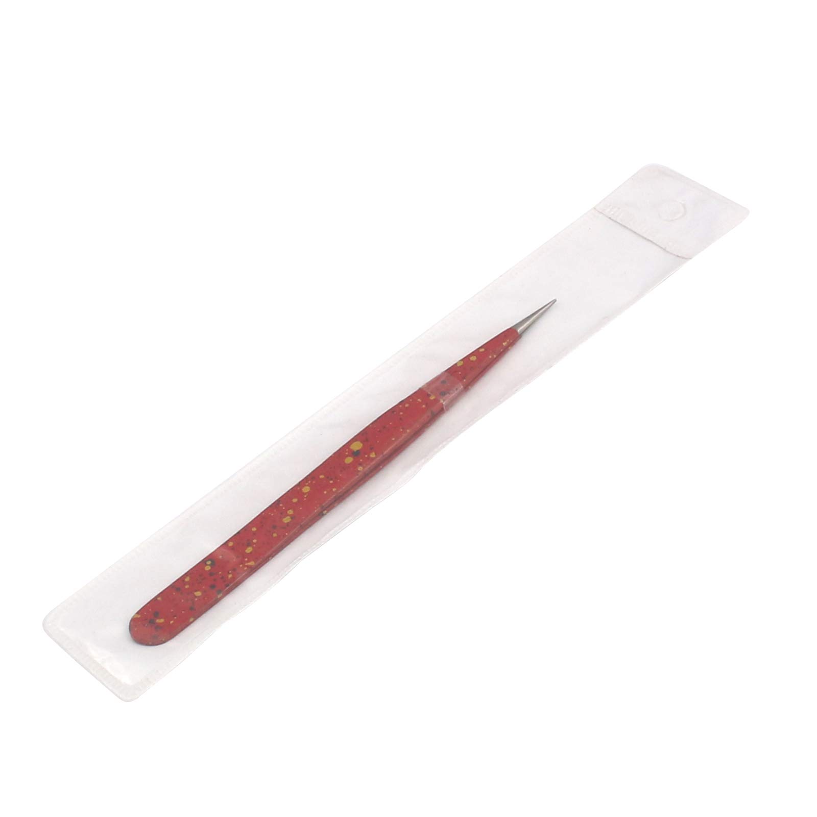 Professional Eyelash Extension Tweezers Set - 2 Pieces Straight & Curved Tip Stainless Steel Tweezers for False Lashes Application (Red & Black) - Perfect for Salon, Spa & Home Use