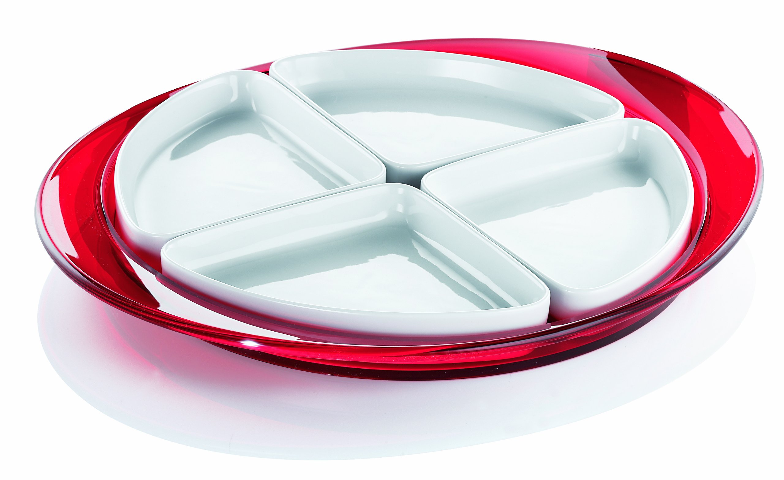 Guzzini Red Hors D'Oeuvre Serving Tray - Elegant Appetizer Platter for Parties, Entertaining & Home Decor