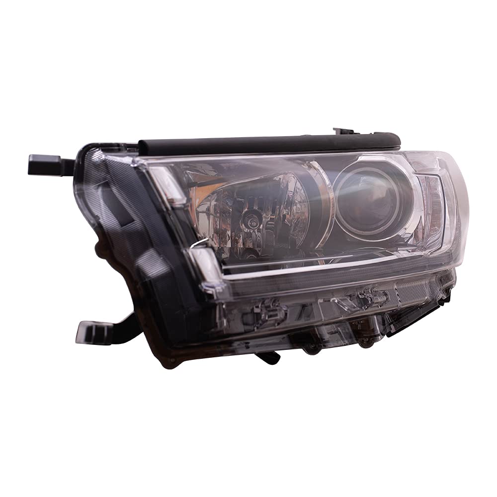 Brock Replacement Driver Side Headlight Assembly - Smoked Chrome Accent & LED DRL Compatible with 2017-2018 Toyota Highlander & Highlander Hybrid | Upgrade for Night Driving & Enhanced Visibility