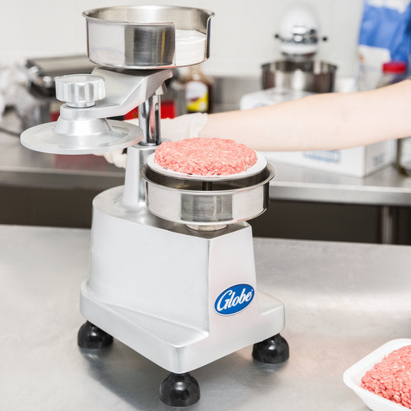 1/4 lb. Globe PP4 Manual Patty Press - Heavy Duty Hamburger Press for Perfect Patties - Ideal for Home Grilling, BBQ, and Restaurant Use
