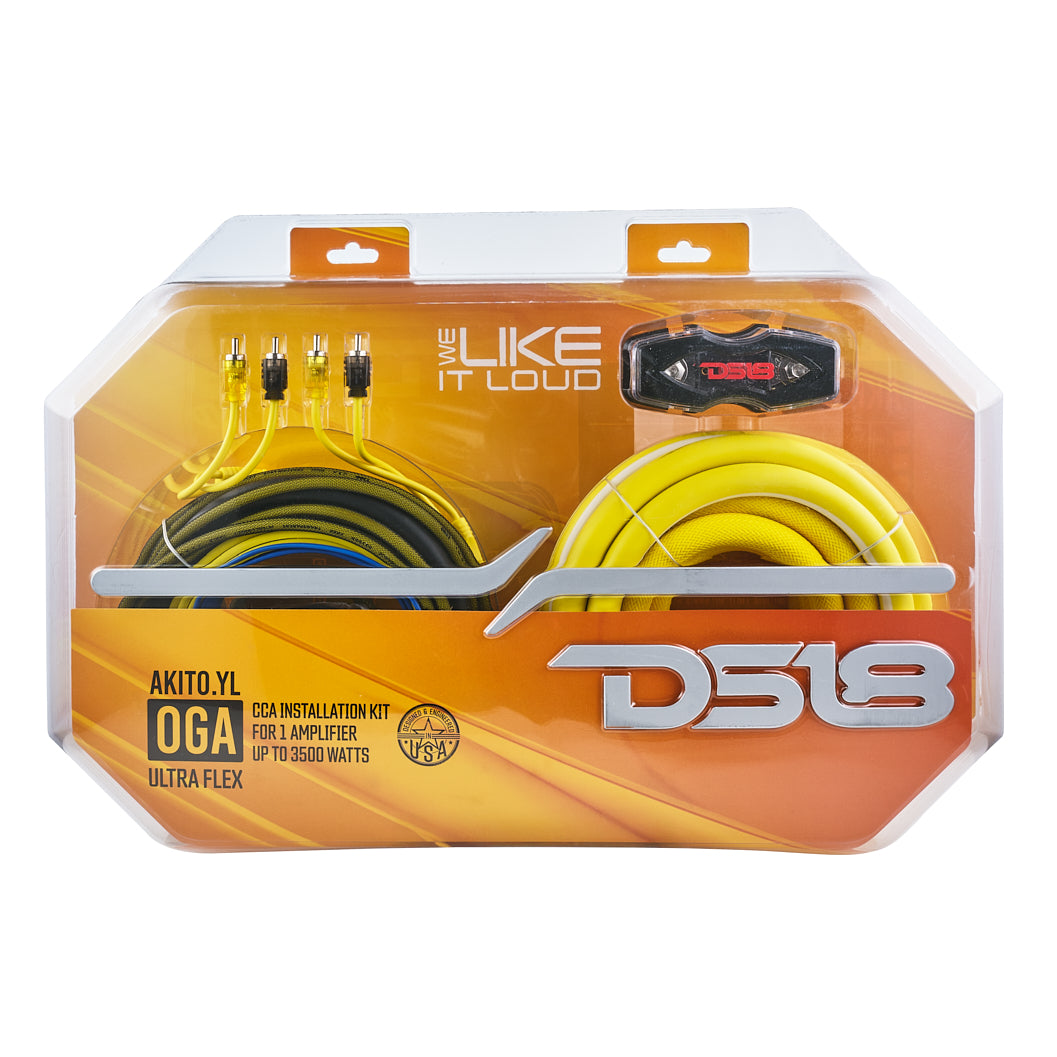 0 GA Amplifier Installation Wiring Kit - High Power Car Audio Amp Wire Set for Car Stereo & Subwoofer - Yellow - Perfect for DIY Car Audio Upgrades & Professional Installations