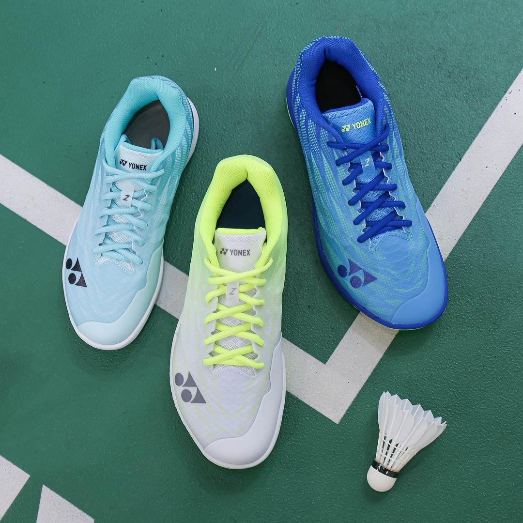 Yonex Aerus Z2 Wide Badminton Shoes for Men & Women - Lightweight Gray/Yellow Court Shoes for Indoor Sports & Training