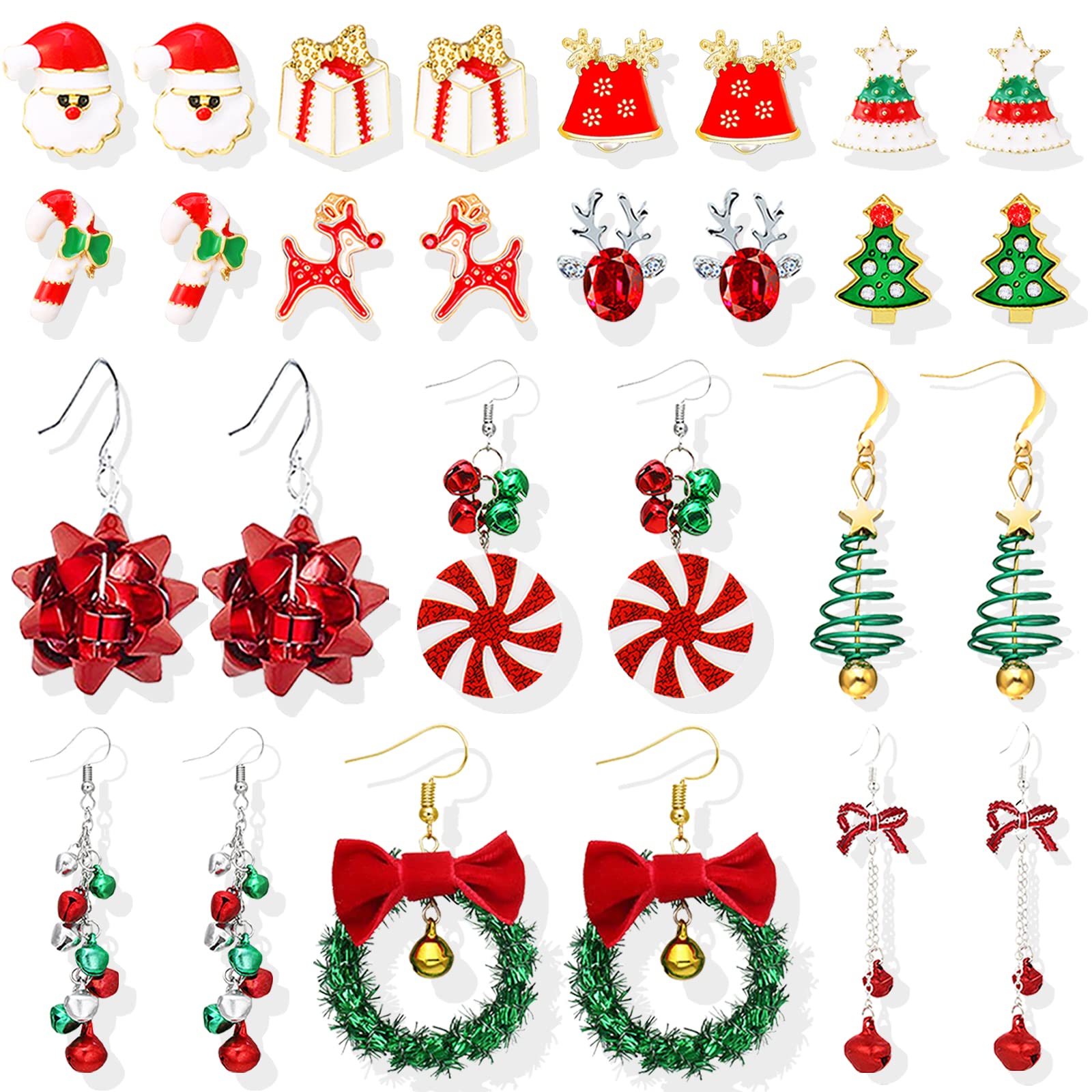 Festive Christmas Earrings for Women - Elegant Xmas Dangle Earrings with Christmas Tree, Jingle Bell, Reindeer & Snowflake Designs - Perfect Stocking Stuffers & Holiday Gifts for Her (Ideal for Christmas Parties, Office Celebrations & Festive Gatherings)