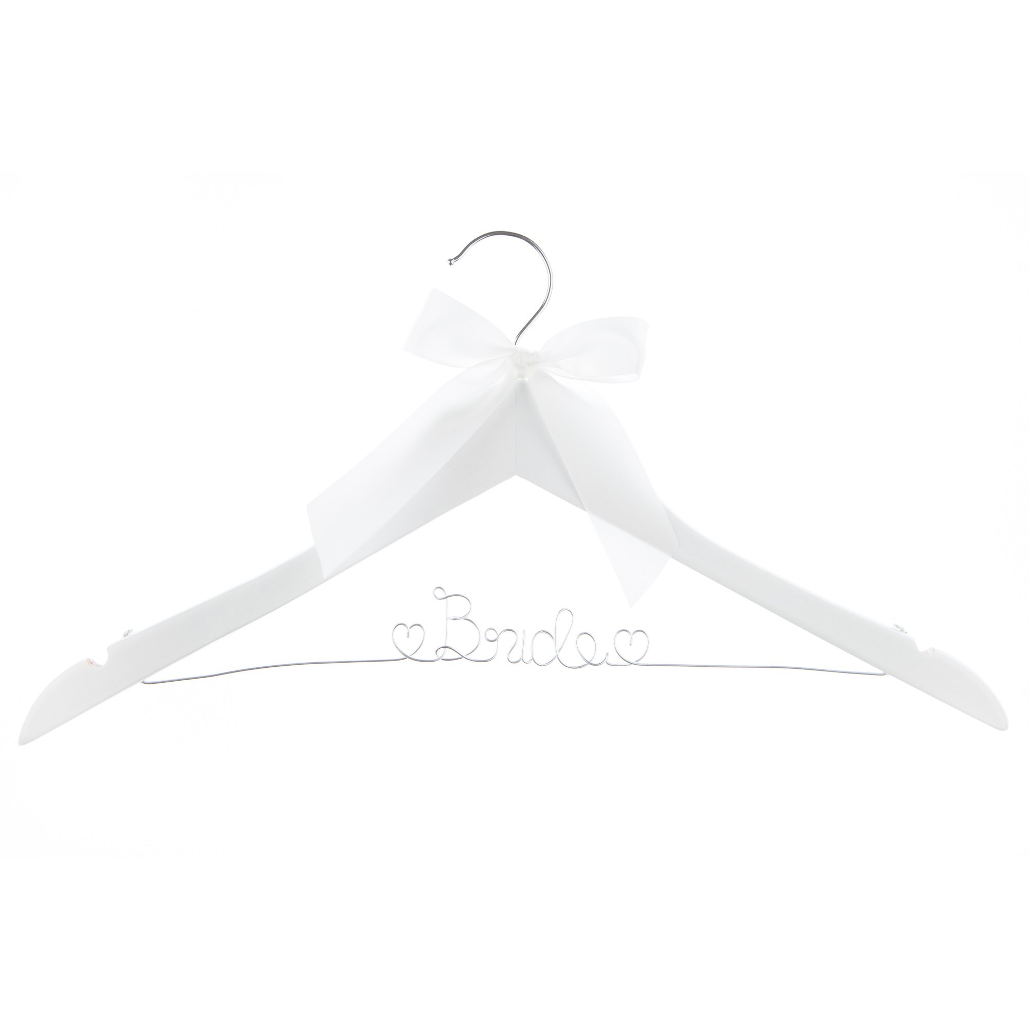 Ella Celebration Bride to Be Wedding Dress Hanger - White Wooden & Silver Wire Bridal Hanger for Wedding Gowns - Perfect for Bridal Showers, Wedding Photos & Bridal Suite Decor