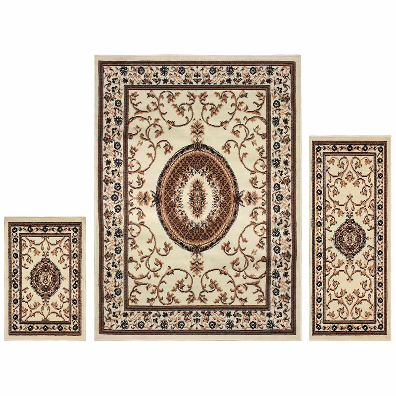 Traditional 3-Piece Indoor Area Rug Set - Clementina Collection | Perfect for Living Room, Bedroom & Dining Room Decor