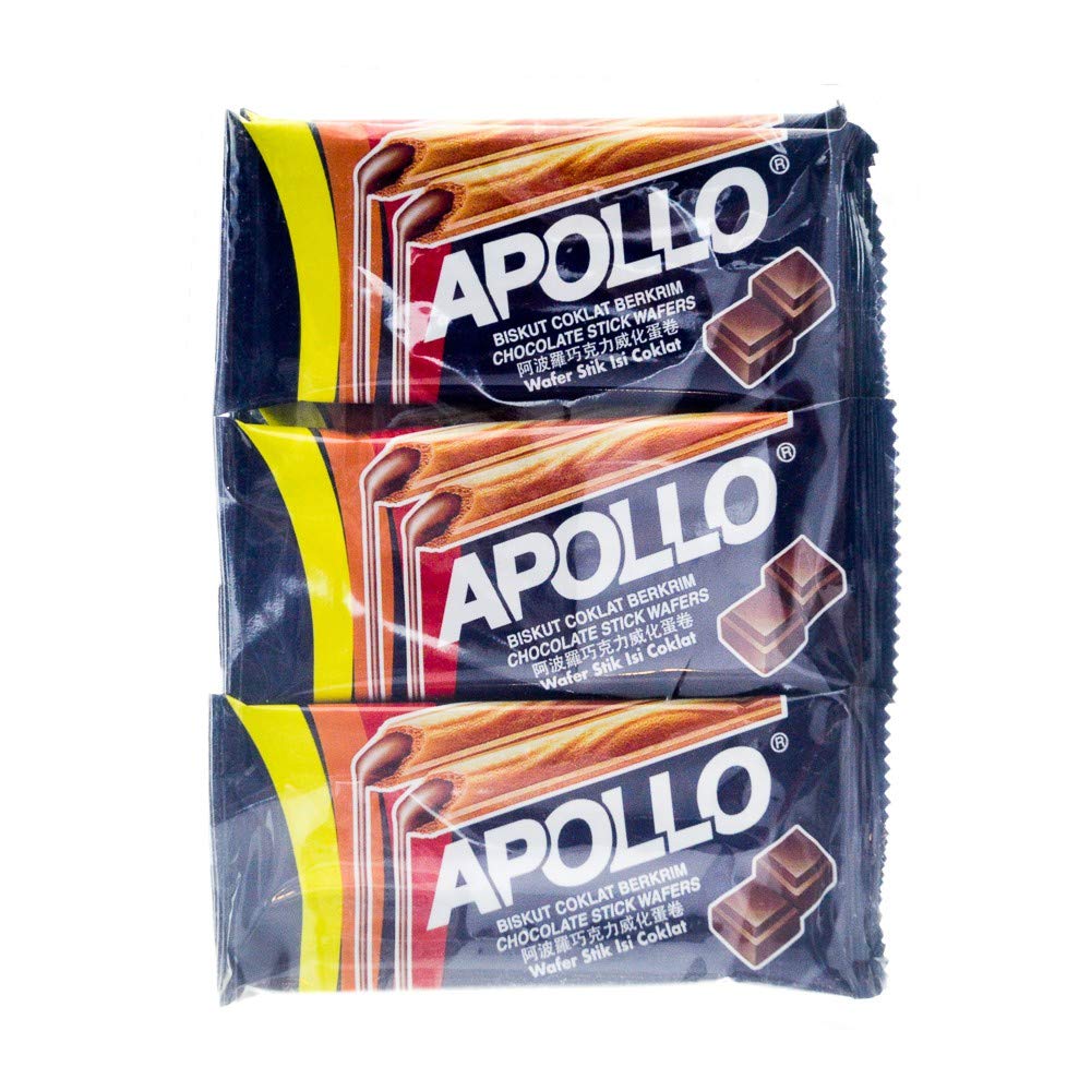 Apollo Malaysia Chocolate Strawberry Flavor Cream Wafer Biscuits - Halal Snack, 11g (0.39 oz) x 30 Packets per Box - Perfect for Tea Time, Office Snacks & Party Treats