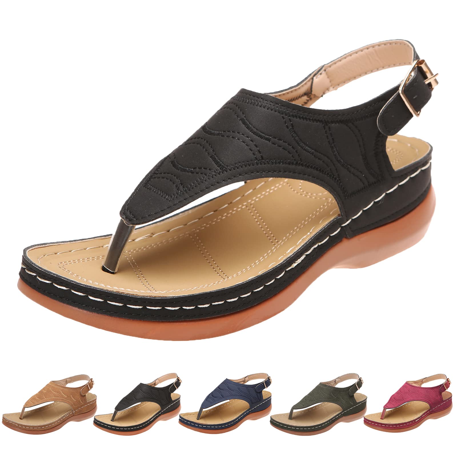 Dimleen Orthopedic Sandals for Women - Comfortable Orthotic Sandals with Arch Support, Cushioned Platform Wedge Heel - Perfect for Plantar Fasciitis, Flat Feet & All-Day Wear at Work or Vacation