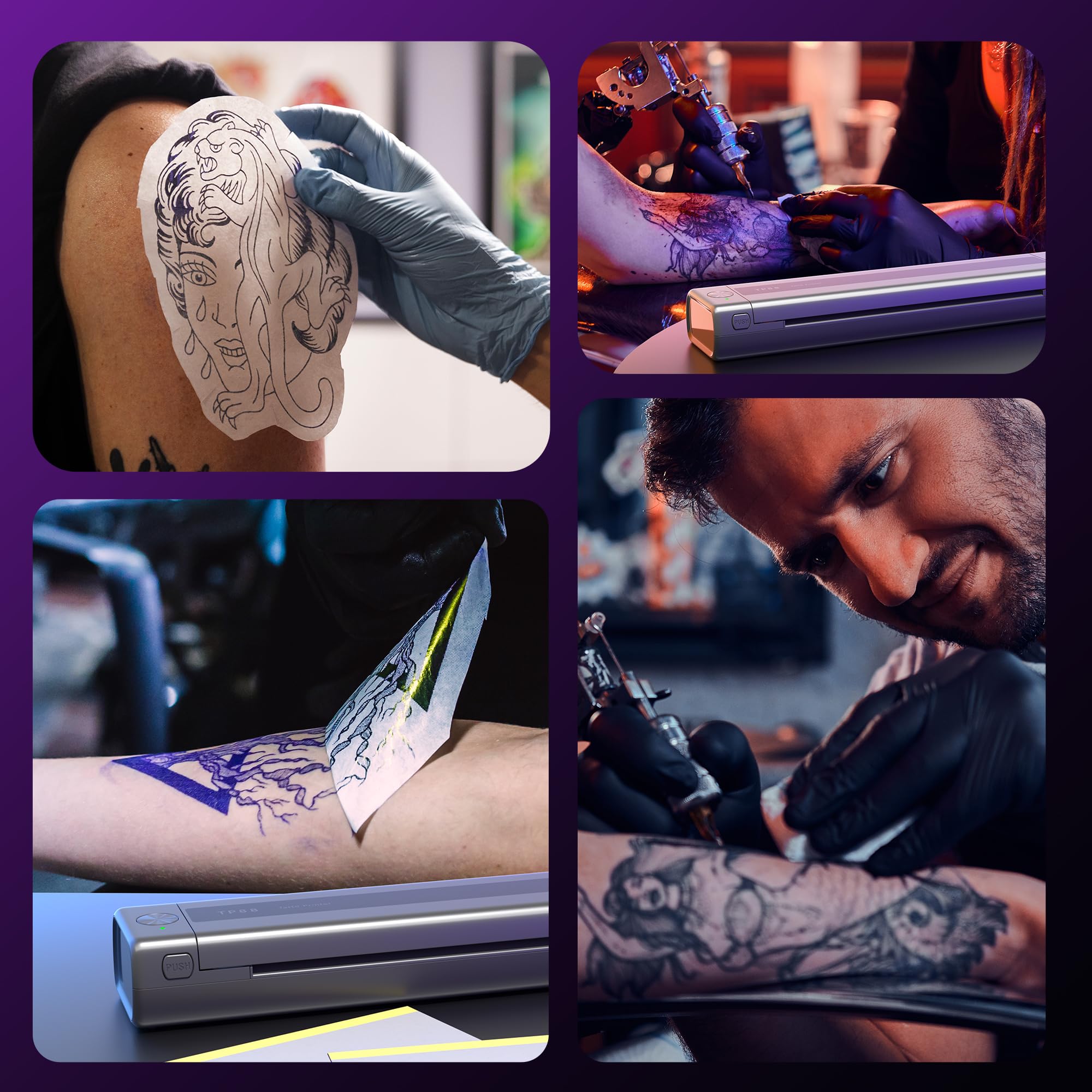 Upgraded Zodzi TP88 Bluetooth Tattoo Stencil Printer with 10PCS Transfer Paper - Thermal Stencil Maker for Tattoo Artists & Beginners - Compatible with Phone, Tablet & PC - Perfect for Studio, Home & Professional Tattoo Design