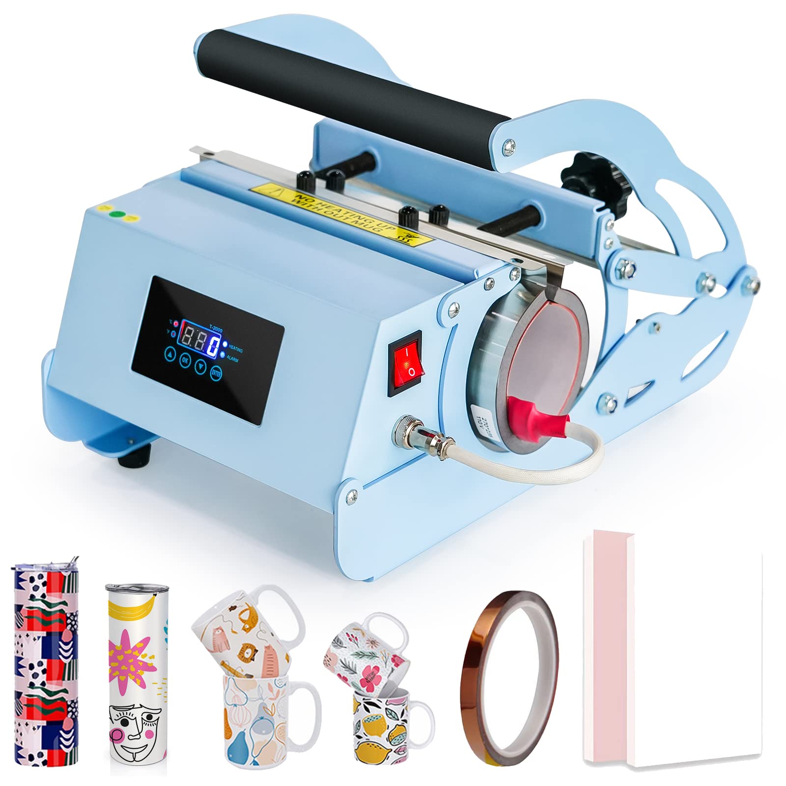 HoiiYoii 30 oz Sublimation Tumbler Heat Press Machine - 110V DIY Mug & Cup Heat Transfer Press for 11 oz, 15 oz, 20 oz, 30 oz Skinny Tumblers (Blue) - Perfect for Custom Gifts, Home Business & Craft Projects