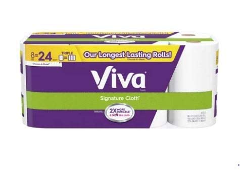 Viva Signature Cloth Paper Towels 4-Pack - 8 Triple Rolls (24 Regular Rolls) | Ultra Absorbent & Durable | Perfect for Kitchen Cleaning, Spills & Household Tasks