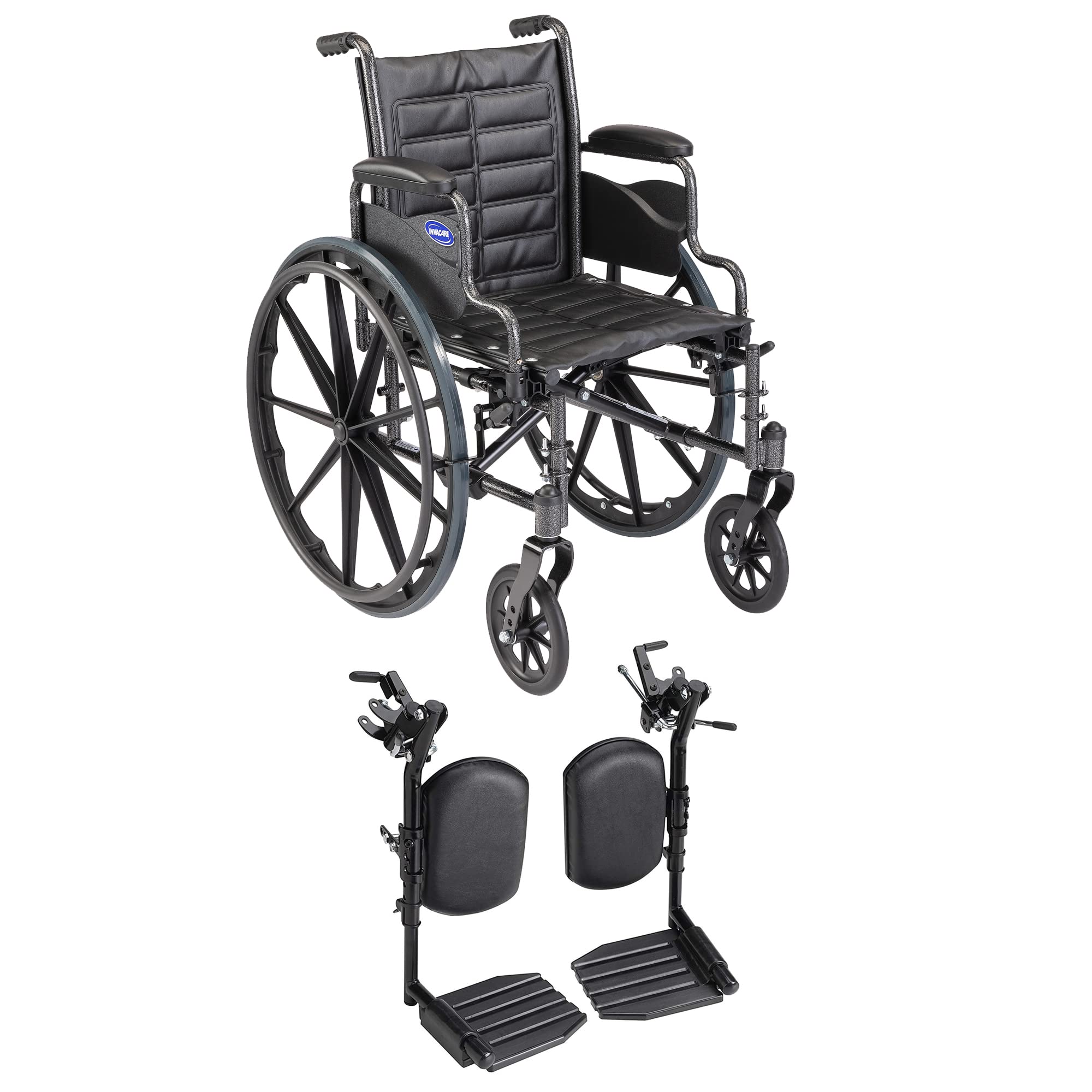 Invacare Tracer EX2 Folding Wheelchair for Adults - 16 Inch Seat with Adjustable Legrests & Desk Arms - Lightweight Mobility Aid for Home, Travel & Daily Use