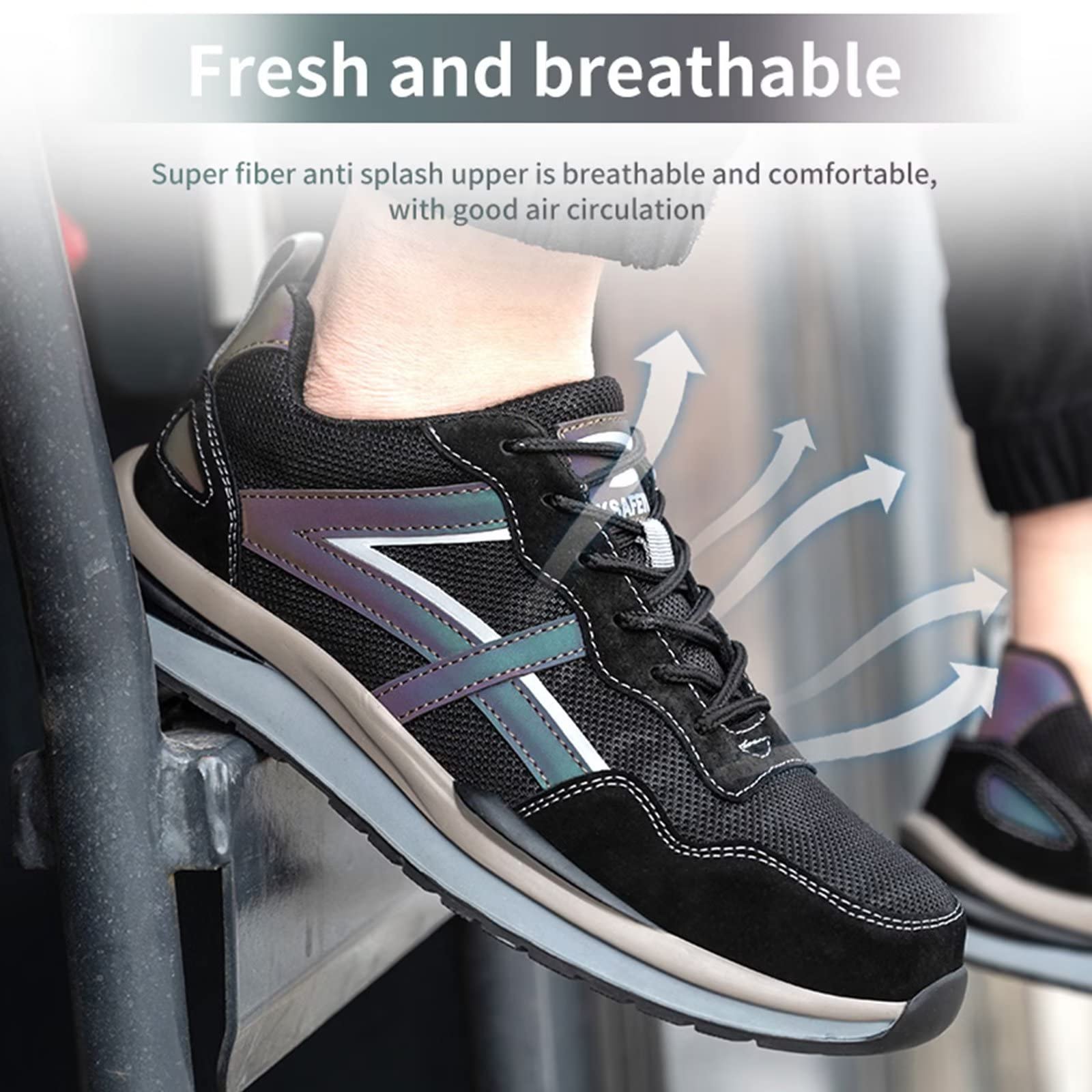Men's Steel Toe Work Shoes - Lightweight & Breathable for Construction & Industrial Use