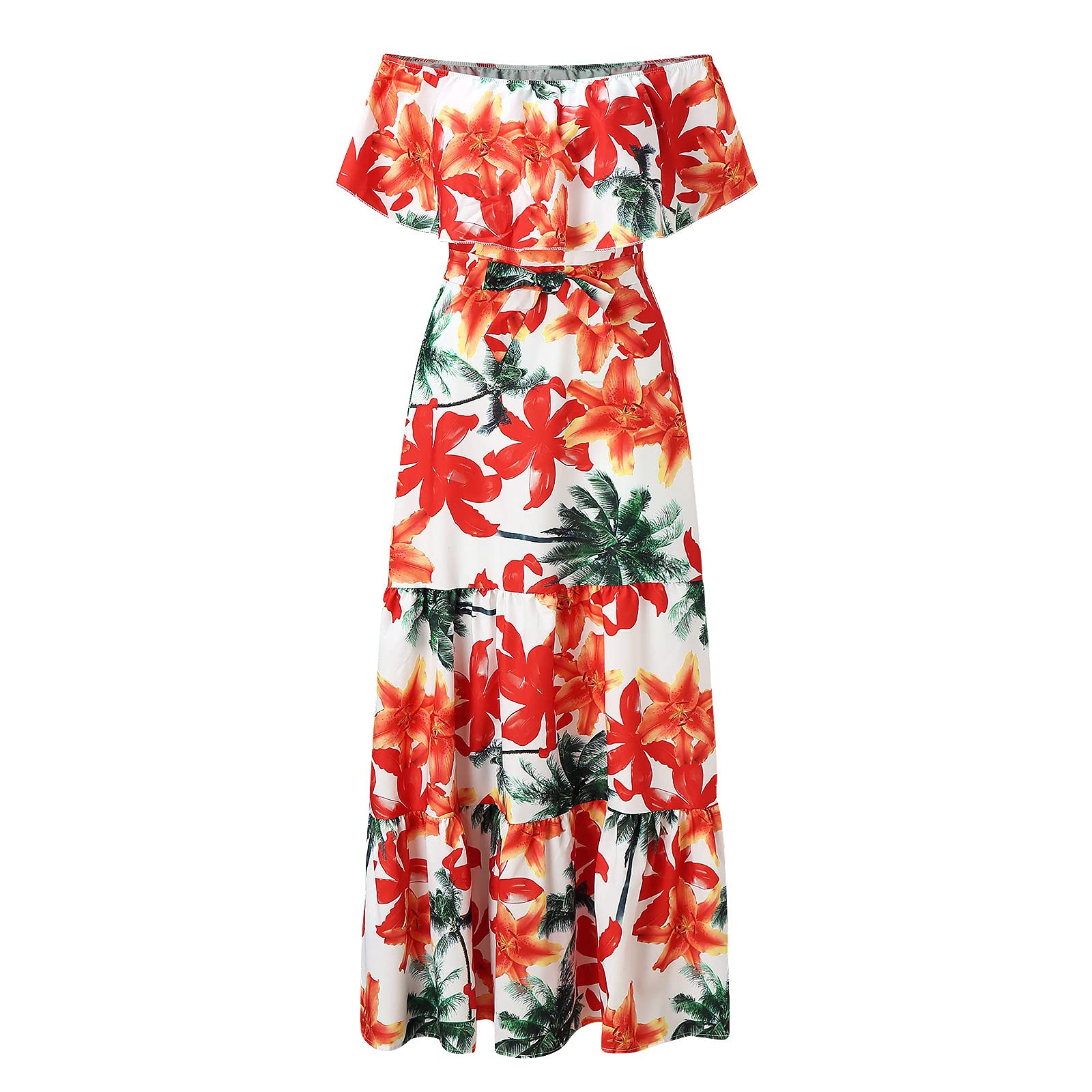 Women's Floral Print Lace Sleeveless Dress with Ruffle Hem - Elegant Summer Casual Dress for Beach, Party & Date Night