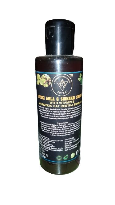 SUTEKI Herbal Hair Wash Shampoo 210mL - Natural Ayurvedic Shampoo for Hair Growth & Anti-Hair Fall with Amla & Shikakai | Sulfate & Paraben Free | 15 Herbal Blend for All Hair Types | Promotes Thick & Strong Hair | Ideal for Daily Use & Hair Care Routine