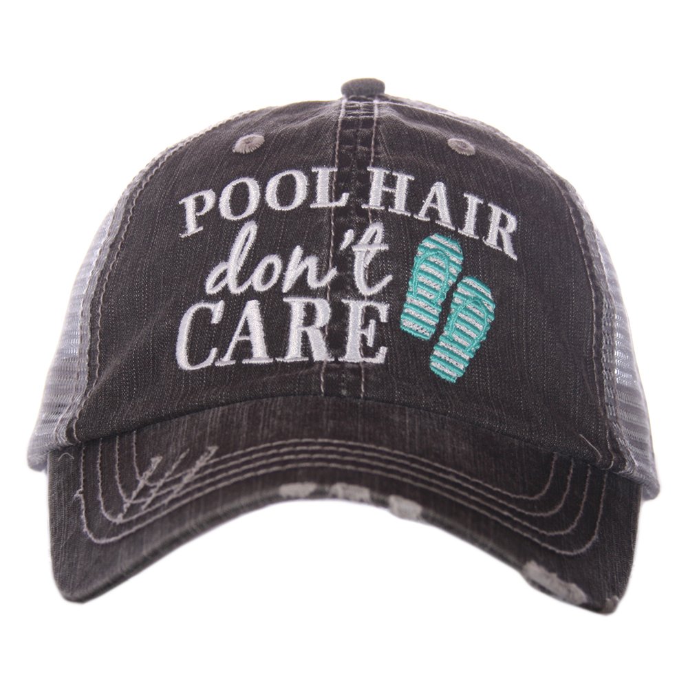 KATYDID Pool Hair Don't Care Women's Trucker Hat - Stylish Cute Baseball Cap for Outdoor Activities, Beach, and Casual Wear