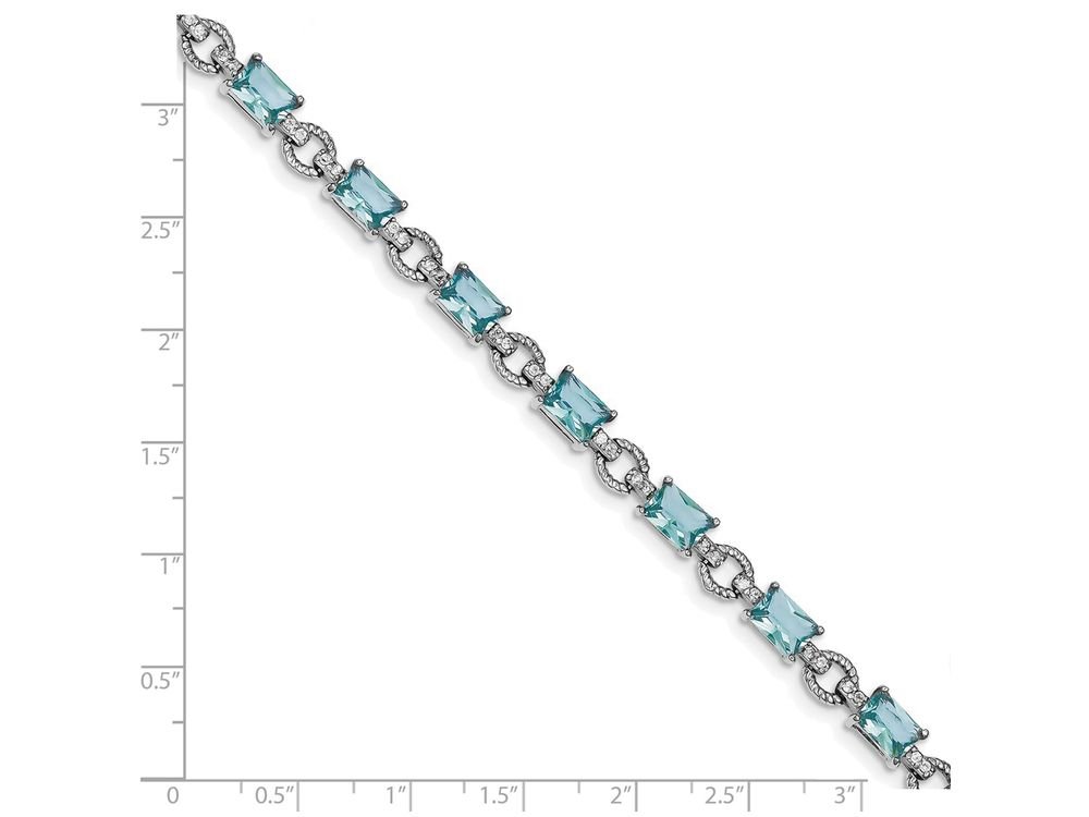 Sterling Silver Bracelet with Blue & Clear Cubic Zirconia - Elegant Jewelry for Women, Perfect for Parties, Weddings & Everyday Wear | FJC Finejewelers
