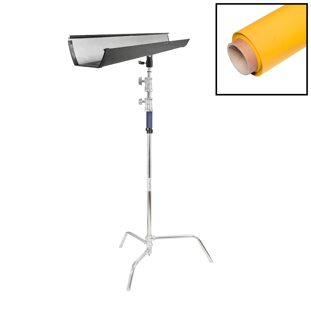 1.35x10m White Paper Backdrop with T-Bone Background Bracket & C-Stand - Professional Photography Studio Backdrop for Portraits, Product Shoots, and Video Production