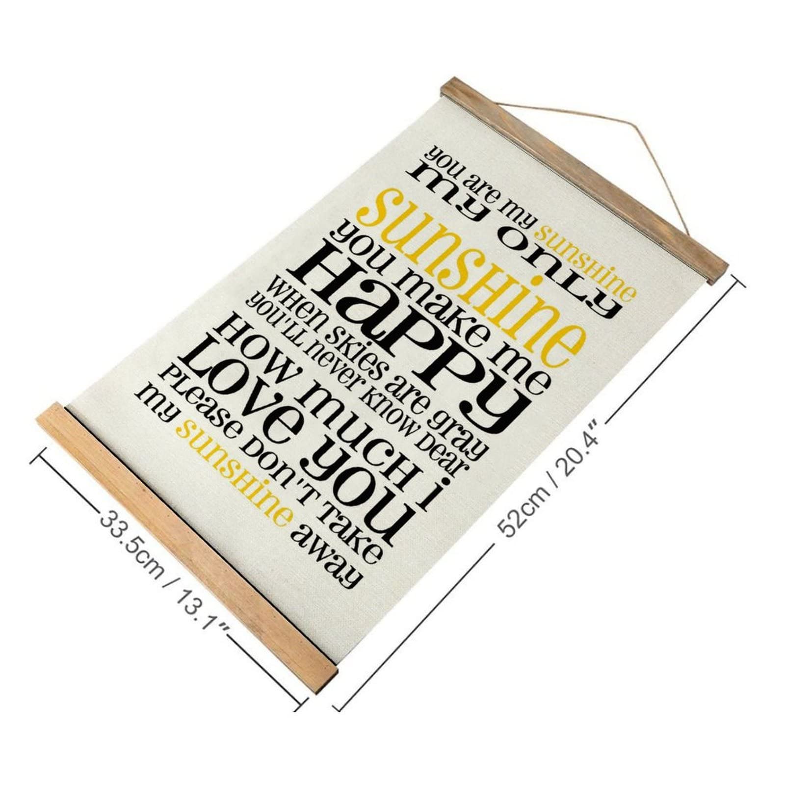 Wooden Magnetic Poster Hanger Kit - 12 Inch Teak Wood Frame for Canvas Art & Wall Decor - Perfect for Hanging 'You Are My Sunshine' Posters in Living Rooms, Bedrooms & Offices