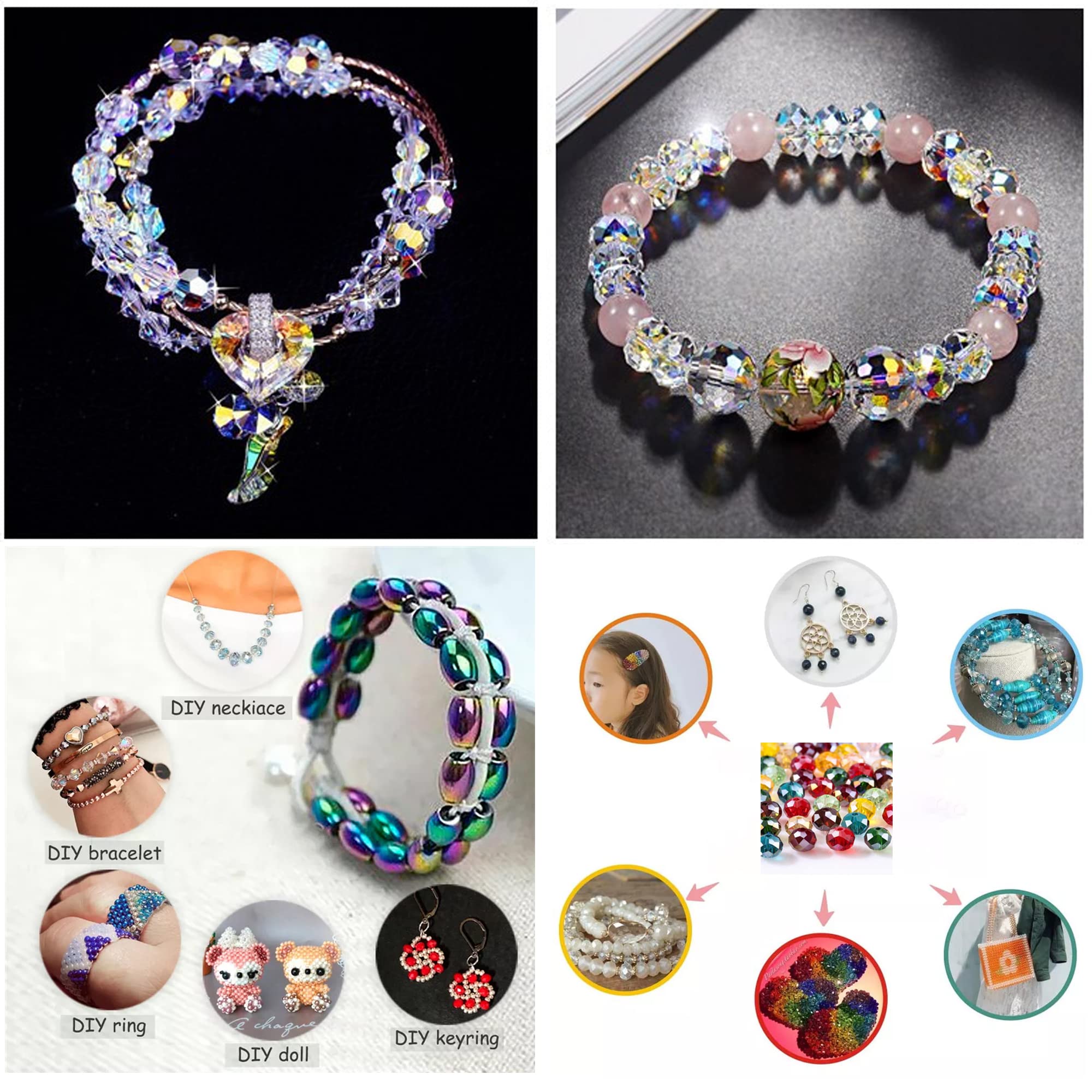 300PCS 4mm Blue AB Faceted Round Crystal Glass Beads for Jewelry Making - DIY Spacer Beads for Necklaces, Bracelets & Earrings - Perfect for Crafting, Gifts & Fashion Accessories