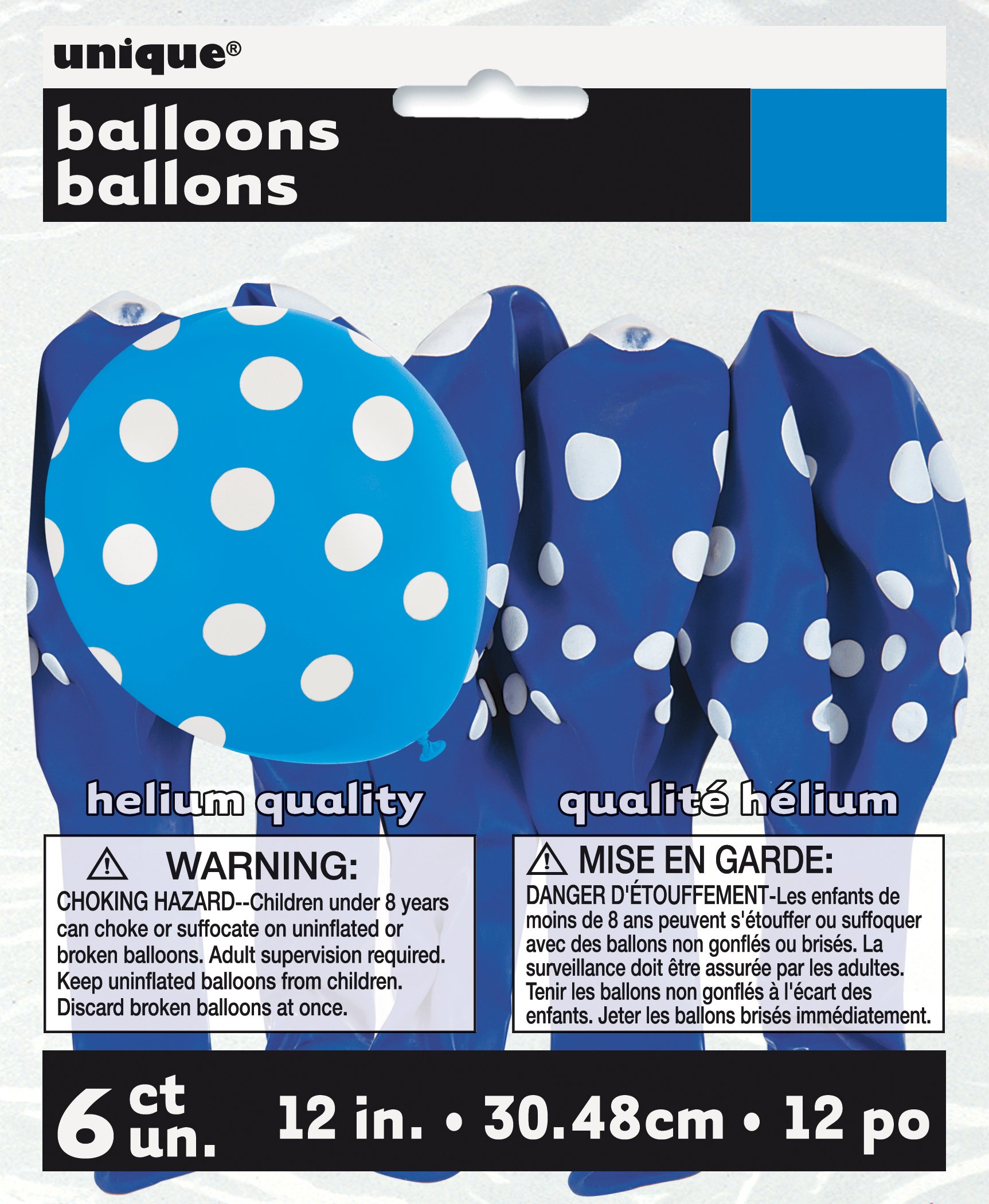 Royal Blue Polka Dot Latex Balloons 12 Inch - Pack of 6 for Birthday Parties, Baby Showers & Wedding Decorations - Unique Eye-Catching Party Supplies