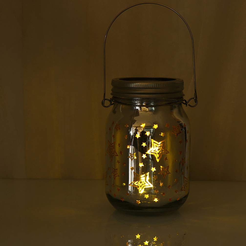 Beaupretty 2-Pack Solar Powered Mason Jar String Lights - LED Fairy Lights with Star & Leaf Design for Indoor/Outdoor Decor - Perfect for Garden, Yard, Patio, Wedding & Party Decorations