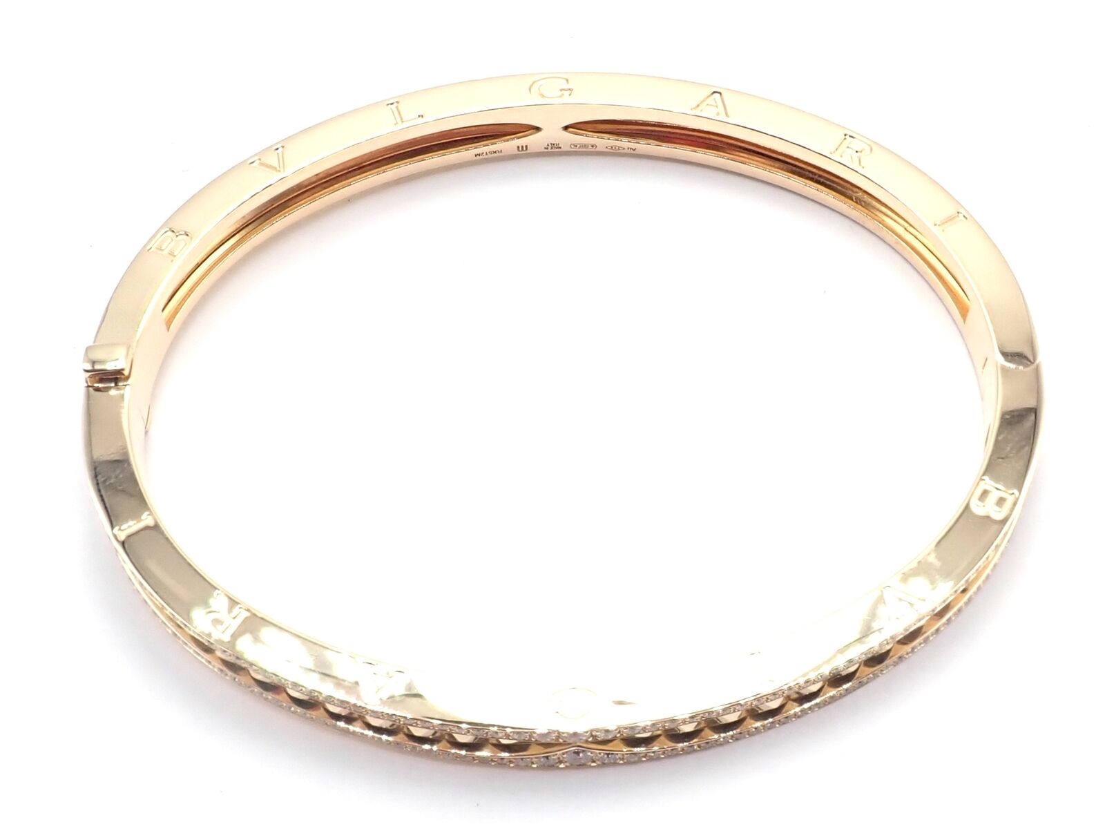 Authentic Bulgari B.Zero1 Rock 18K Yellow Gold Diamond Bangle Bracelet - Luxury Jewelry for Women, Perfect for Weddings, Anniversaries & Special Occasions