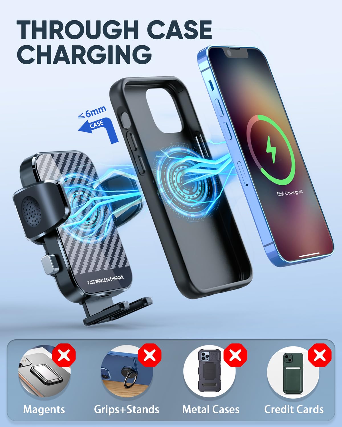 YITUMU 15W Fast Wireless Car Charger - Windshield & Dashboard Phone Mount Holder for iPhone 14/13/12/11/X/XR/XS, Samsung Galaxy S23/S22/S21/S10/Note 20 - Perfect for Commuting, Road Trips & Hands-Free Navigation
