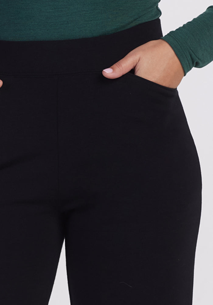 Ellie Women's Petite Wide Leg Pants - Black | High Waisted Comfortable Stretch Pants for Work, Office & Casual Wear