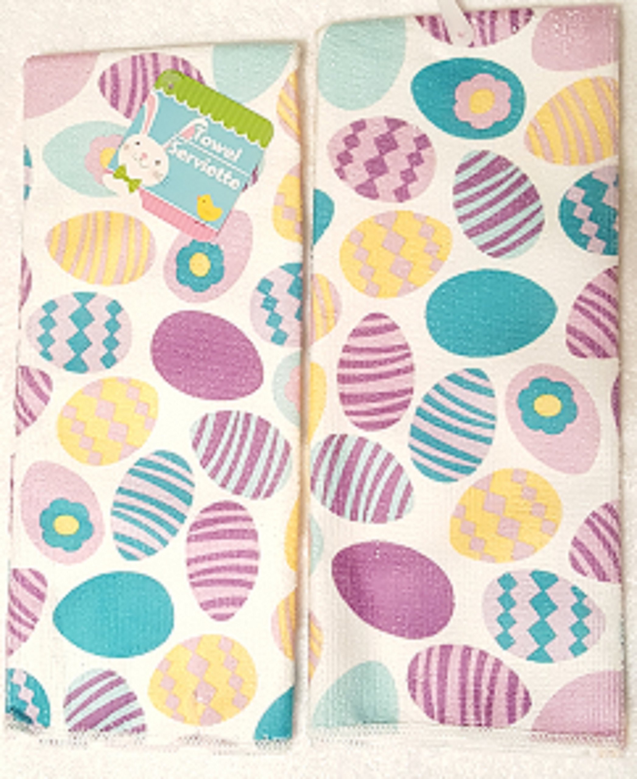 Happy Easter Bunnies 2-Pack Kitchen Towels by Greenbrier - Cute Spring Decor & Easter Gift for Kitchen, Dining, and Holiday Decorations