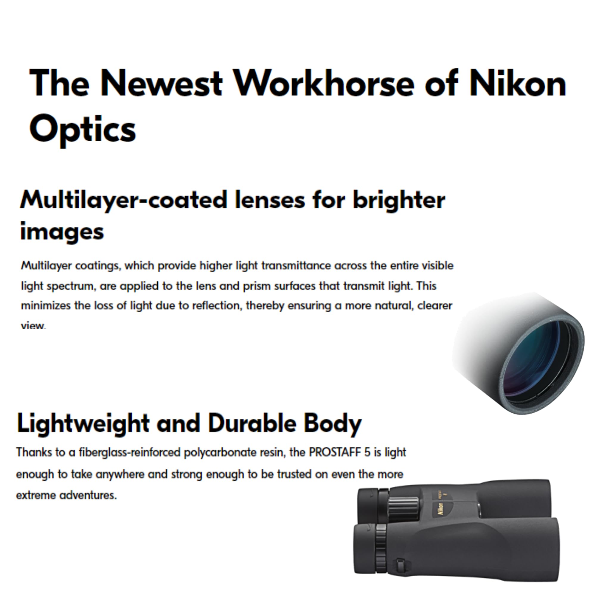 Nikon PROSTAFF 5 12x50 (7573) Black Binoculars with Lens Pen & Cleaning Cloth - Compact Lightweight Binoculars for Hunting, Bird Watching, Hiking & Travel - Perfect for Outdoor Adventures & Wildlife Observation