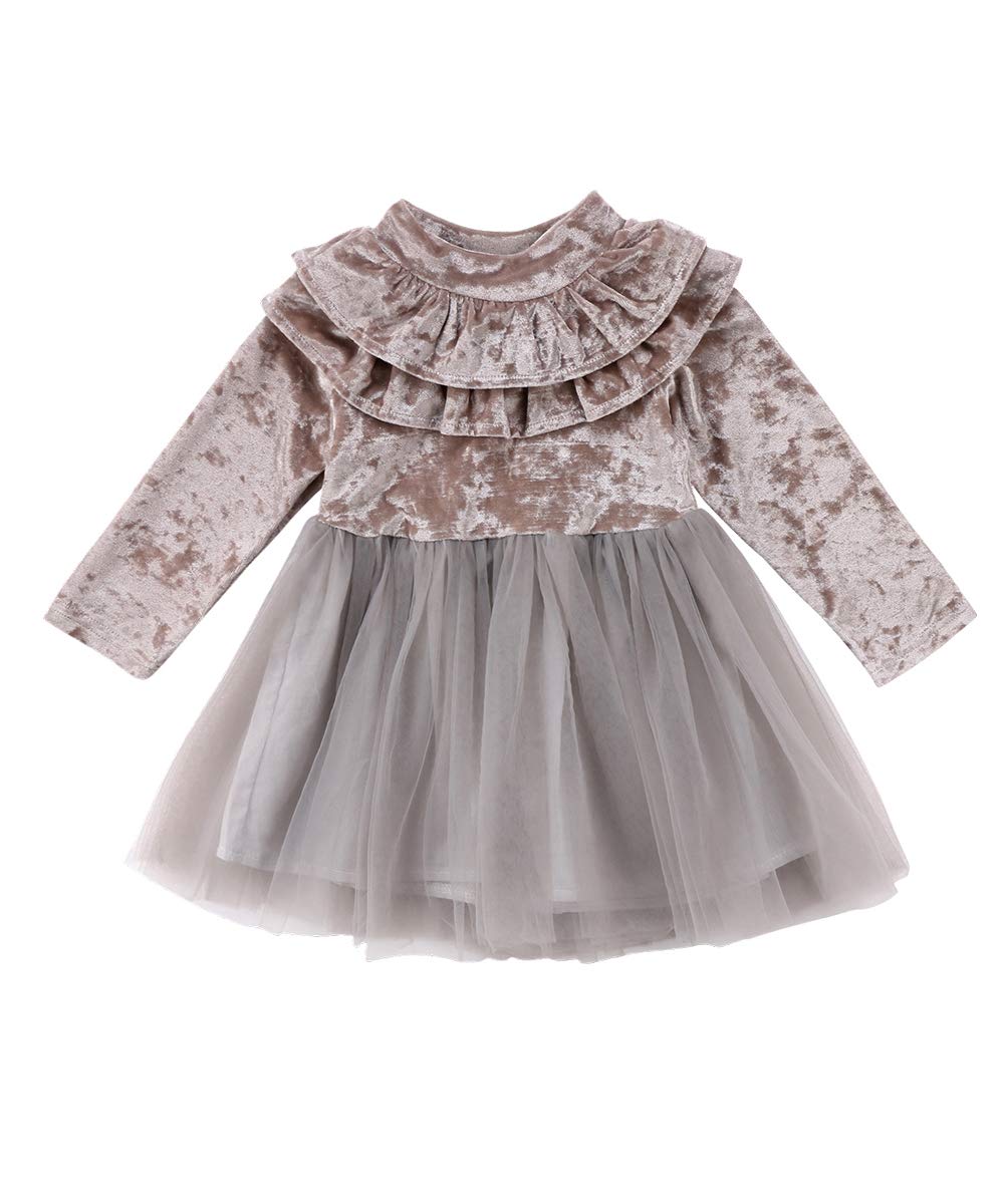 Elegant Toddler Girls' Formal Dress with Ruffled Lace & Velvet Pleats - Princess Party Gown for Special Occasions | Perfect for Birthday Parties, Weddings, and Holiday Events