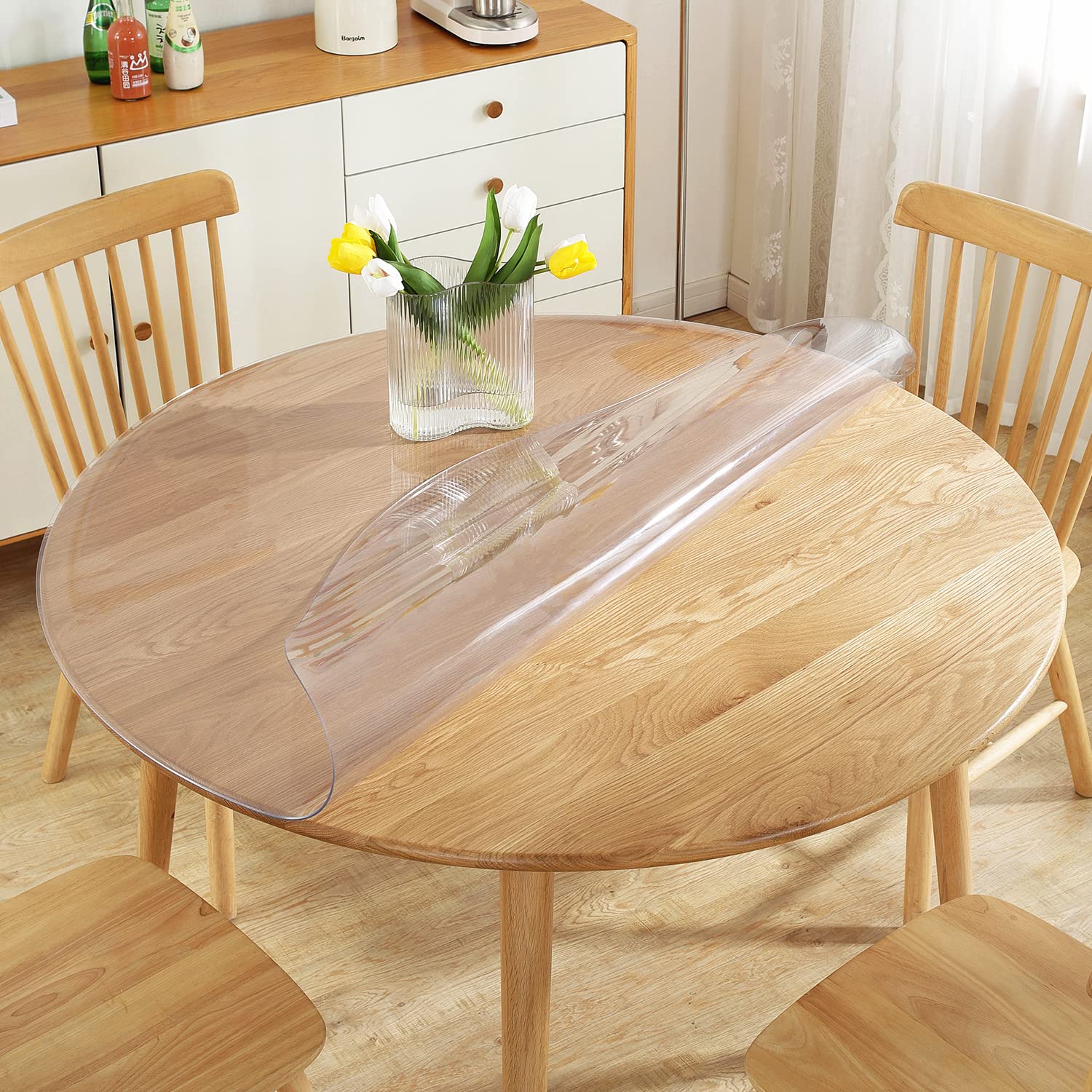 Royhom 41 Inch Clear Round Table Protector - 2mm Thick Durable Plastic Table Cover Pad for Dining, Kitchen, Office & Outdoor Use - Scratch Resistant Round Table Top Protector for Daily Protection