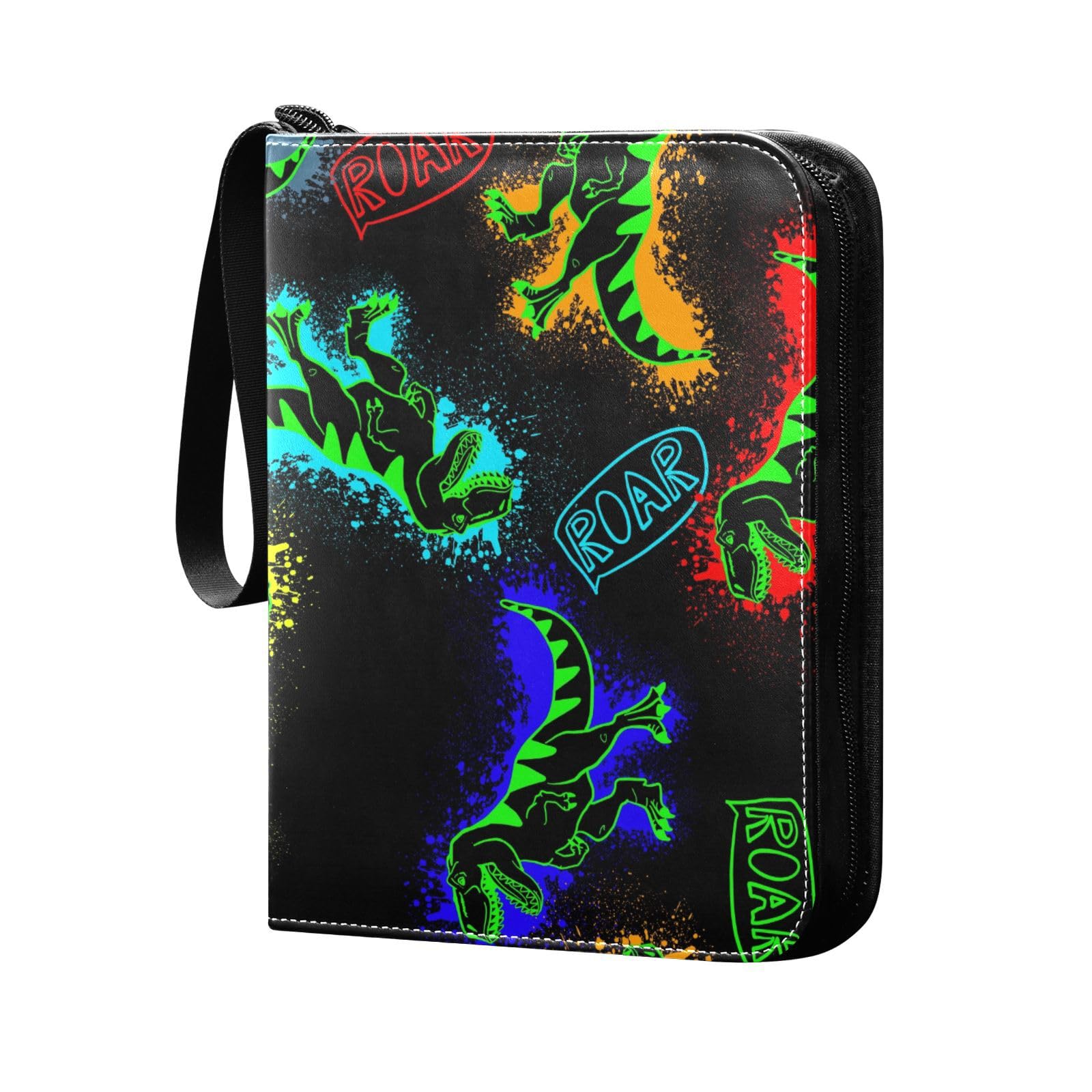RunningBear 4-Pocket Dinosaur Trading Card Binder with 50 Sleeves - Holds 400 Cards, 3-Ring Display Case for Pokemon, MTG & Sports Cards | Perfect for Collectors & Card Game Tournaments