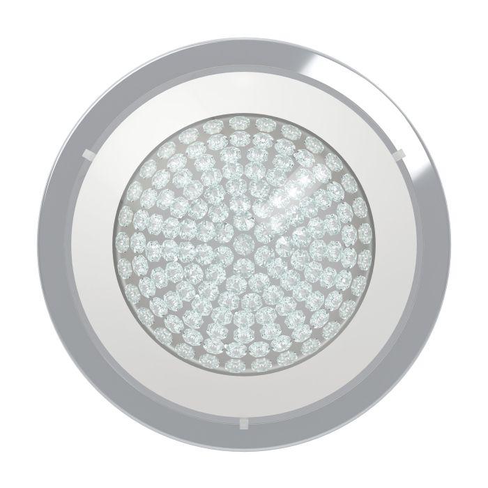 Eglo Acolla Modern LED Flush Mount Ceiling Light with Chrome Finish & Crystal Glass for Living Room, Bedroom, or Hallway Lighting