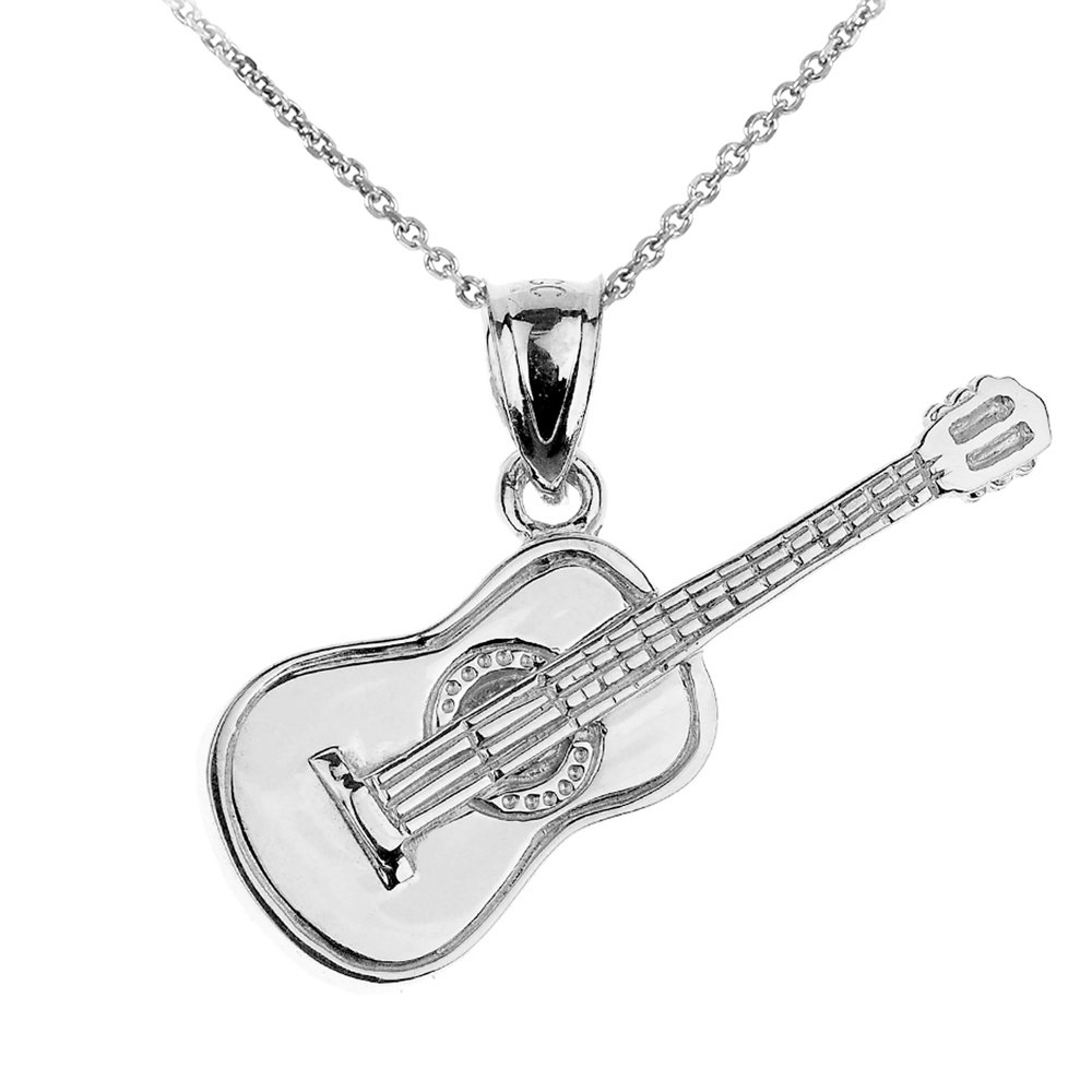 925 Sterling Silver Acoustic Guitar Charm Pendant Necklace for Women - Elegant Musical Jewelry Gift for Musicians, Music Lovers & Guitar Players - Perfect for Concerts, Birthdays & Special Occasions