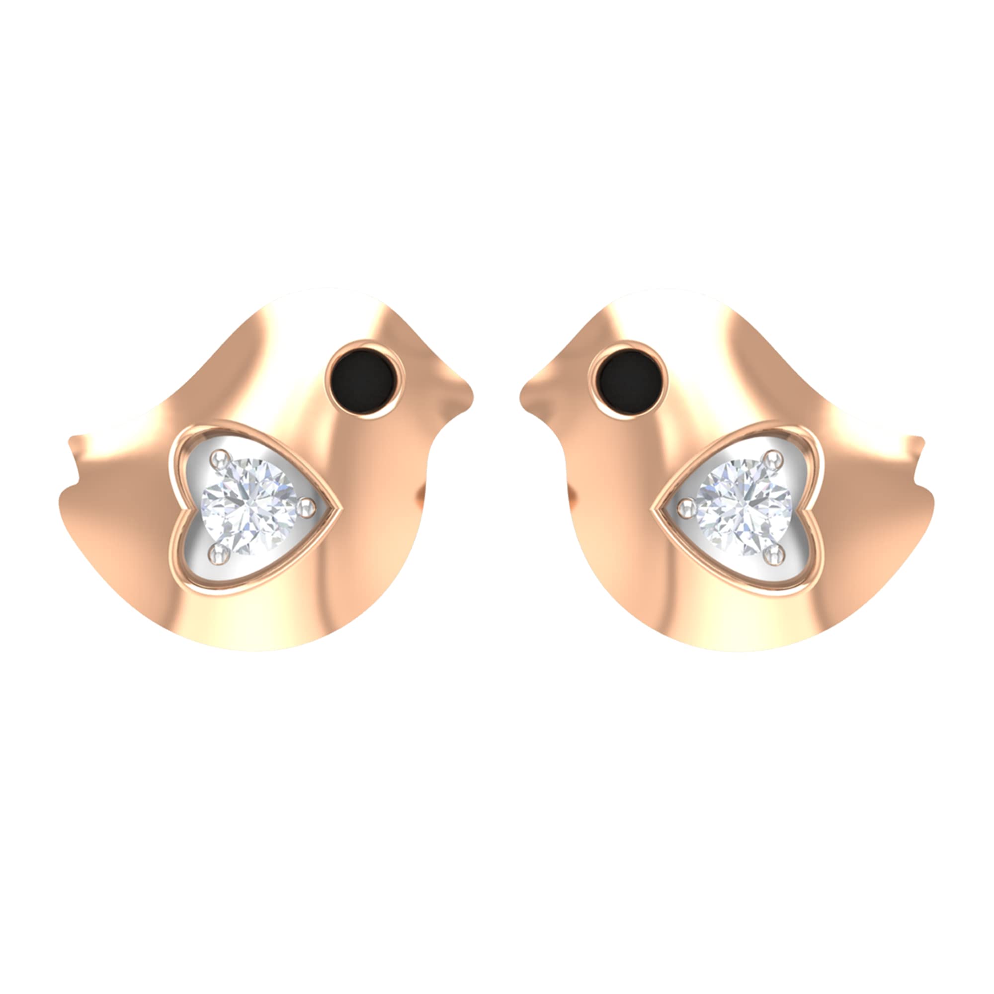 14K Solid Gold Diamond Bird Stud Earrings for Women - Cute Animal Jewelry Gift for Birthday, Anniversary & Everyday Wear