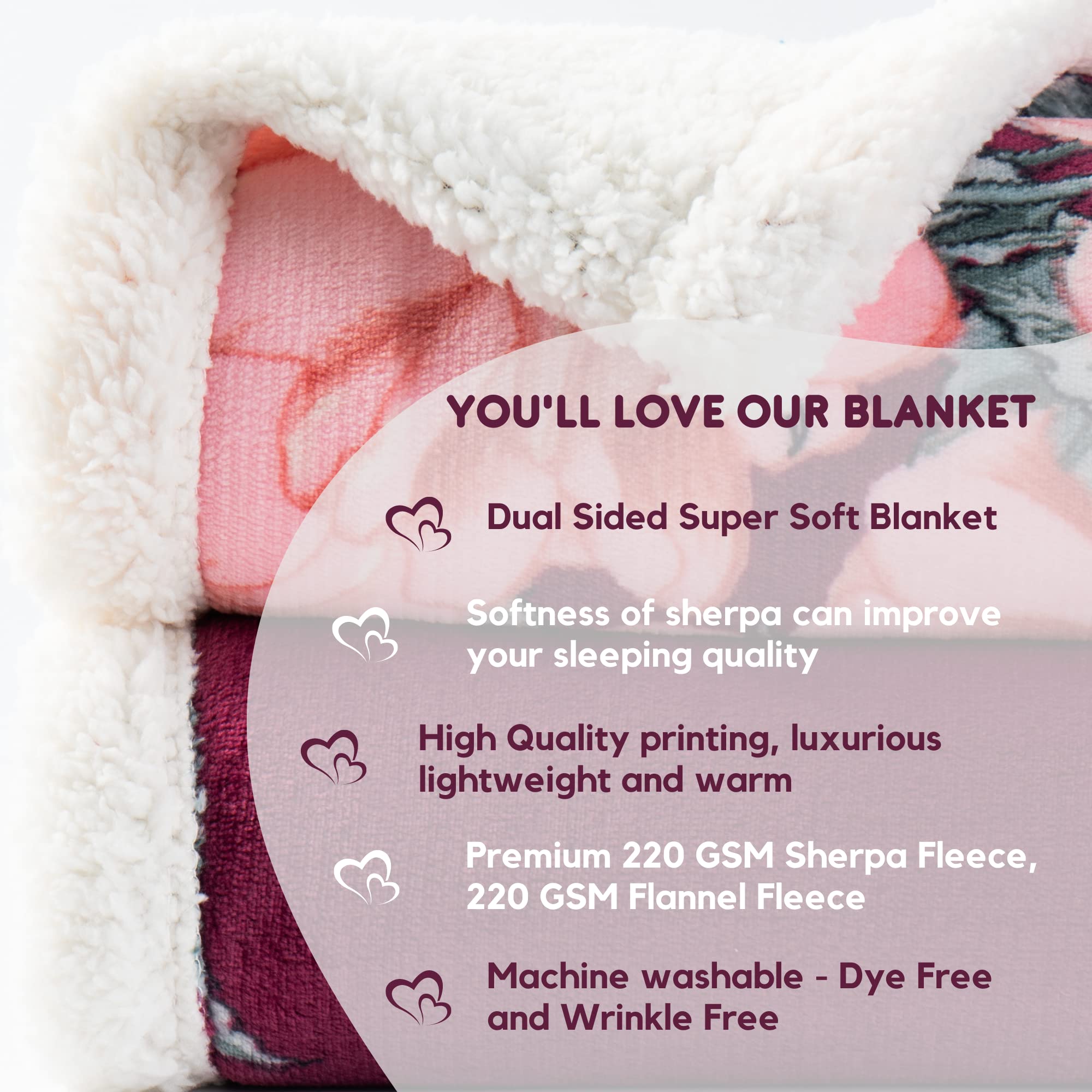 PeraBella Soft Sherpa Throw Blanket - Cozy Flannel Fleece Blanket for Couch, Bed & Travel - Warm & Lightweight for Winter, Camping & Home Decor